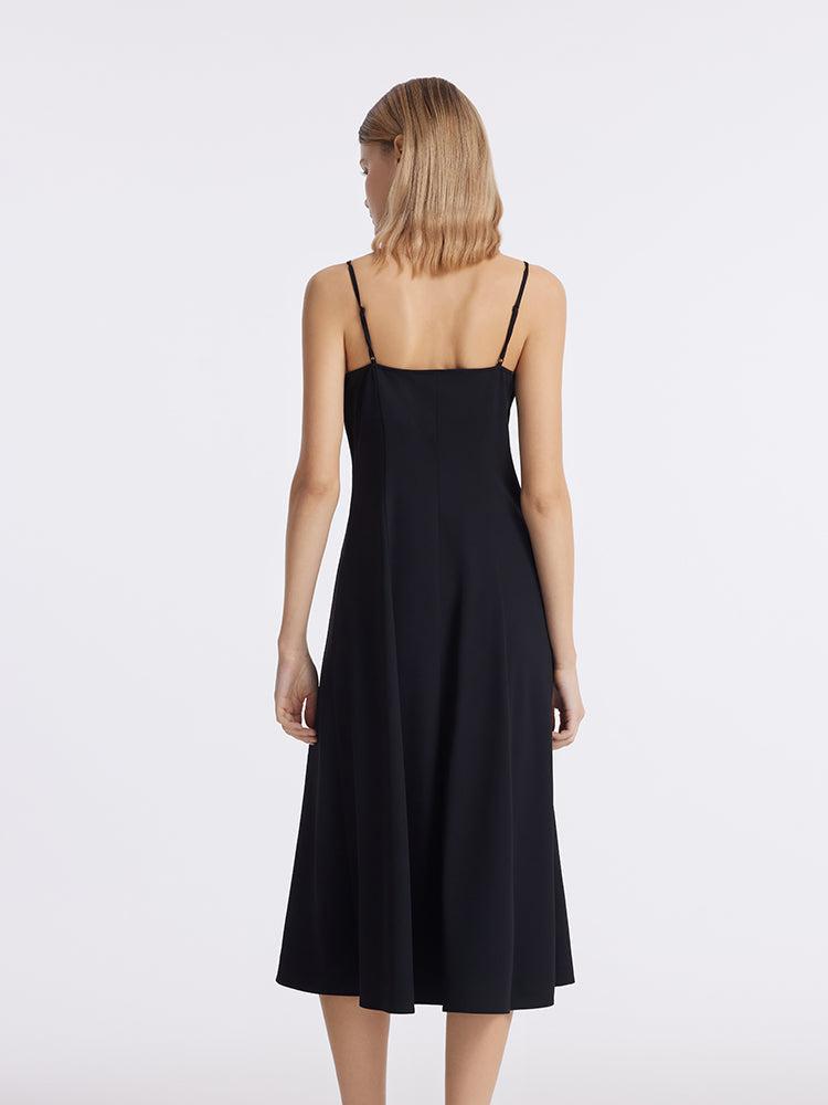 Women Spaghetti Strap Midi Dress With Detachable Chest Pads Product Image