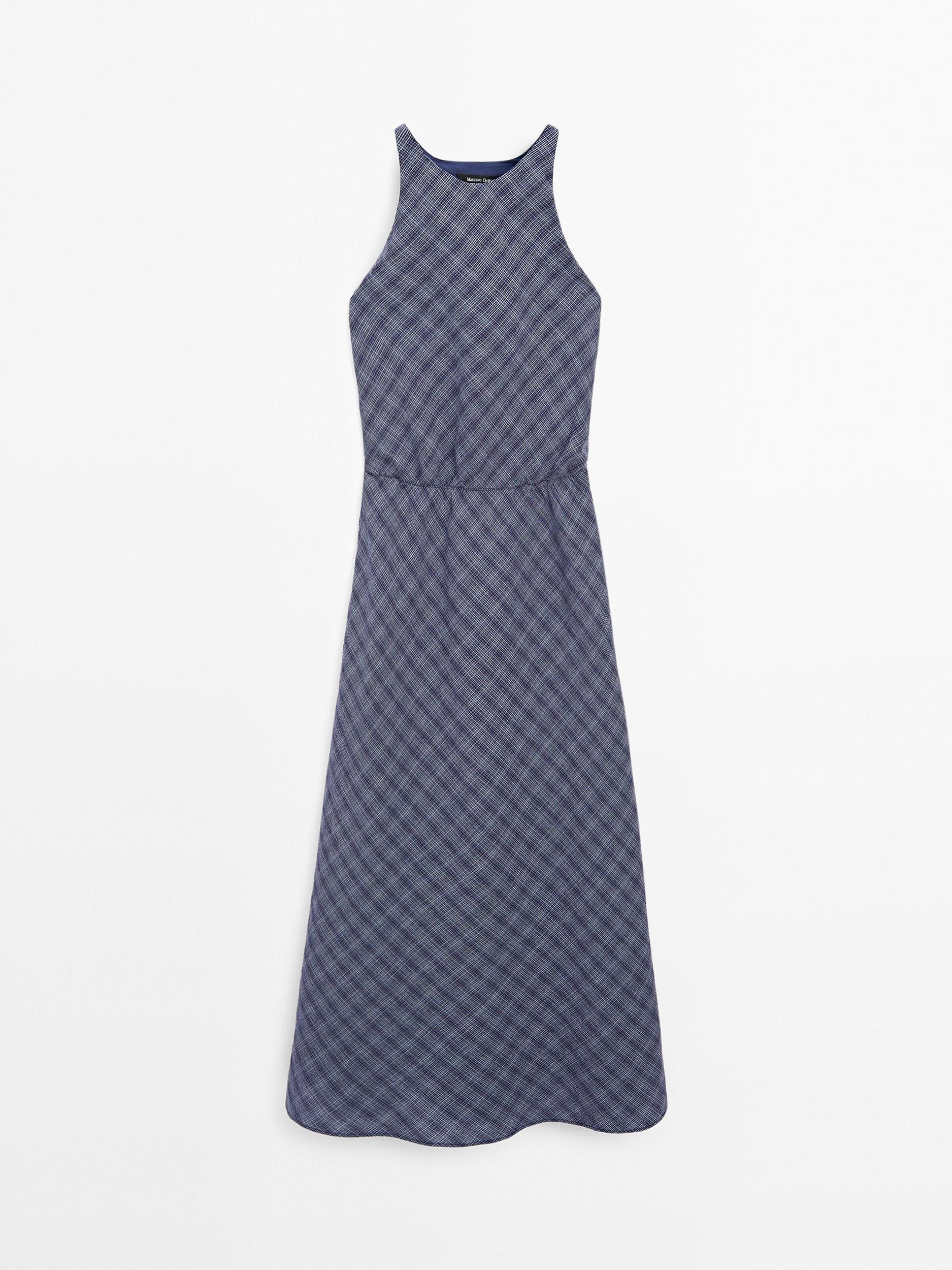 Long checked dress with back detail Product Image