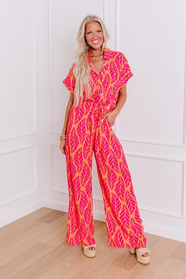 Set For Vacay Jumpsuit in Hot Pink Product Image