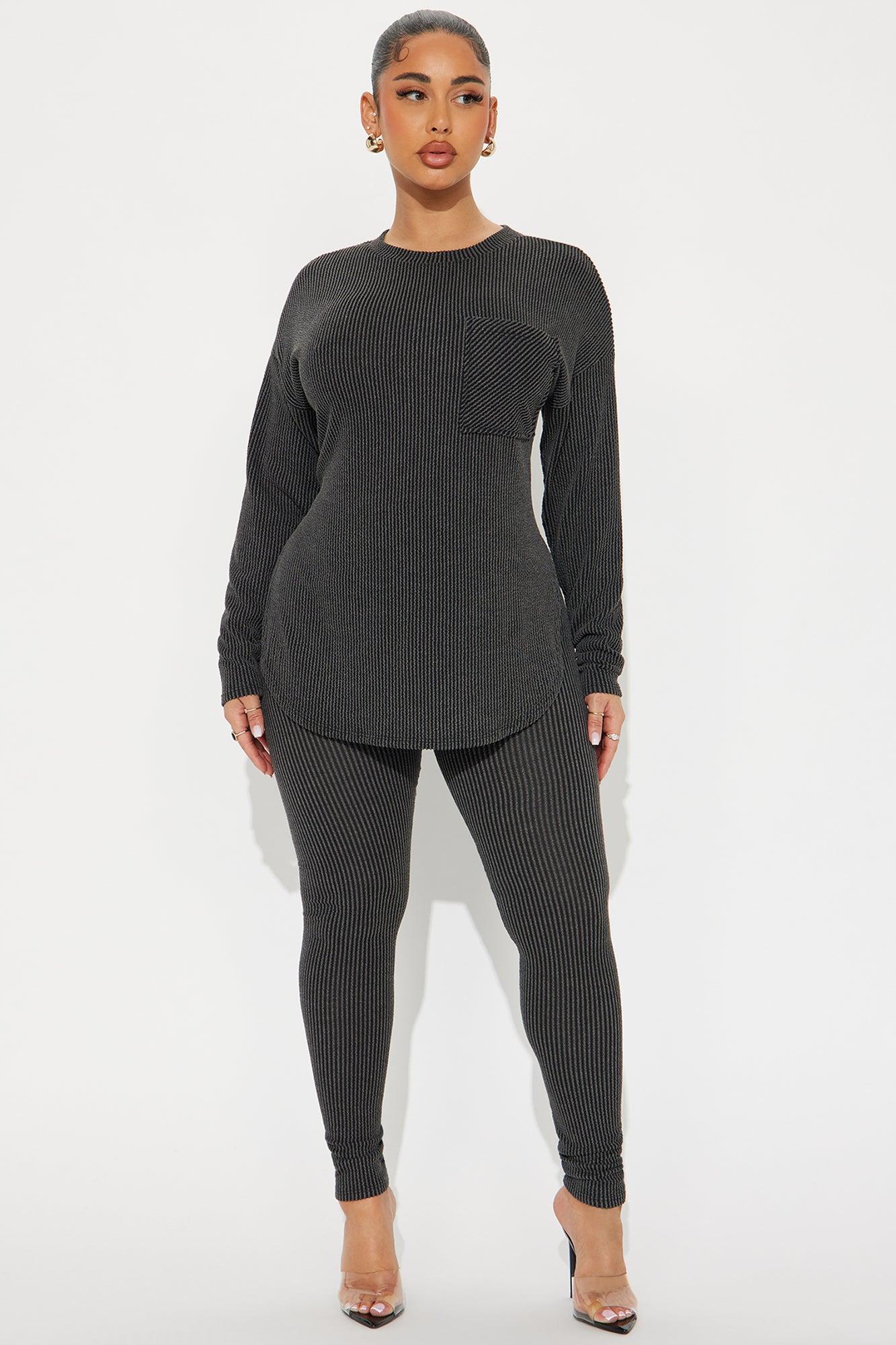 weekend Cozy Legging Set - Charcoal Product Image