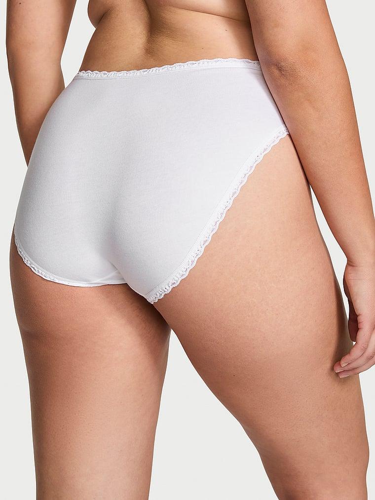 Lace-Trim Cotton High-Leg Brief Panty Product Image