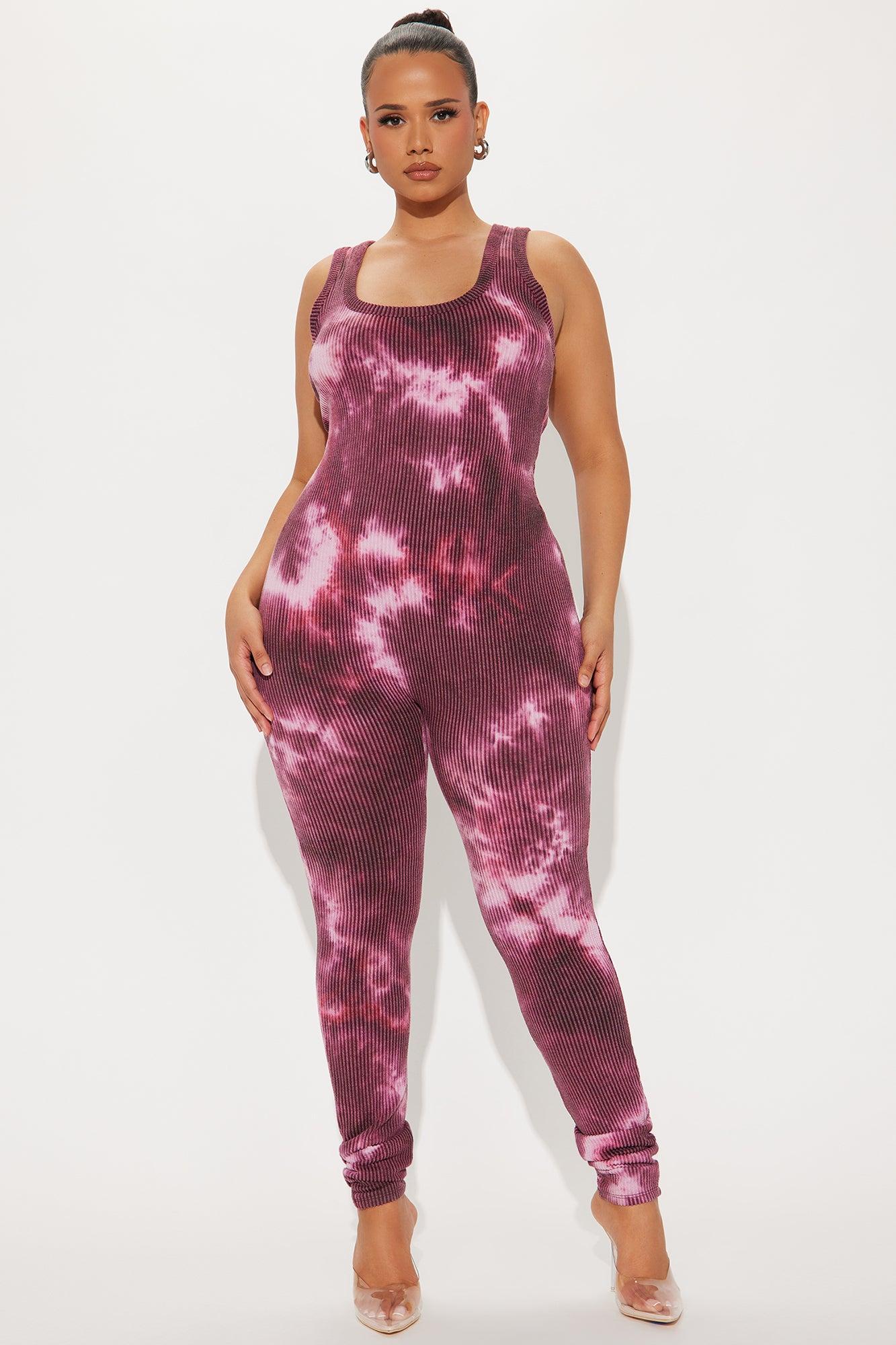Thinking It Over Tie Dye Jumpsuit Set - Purple/combo Product Image