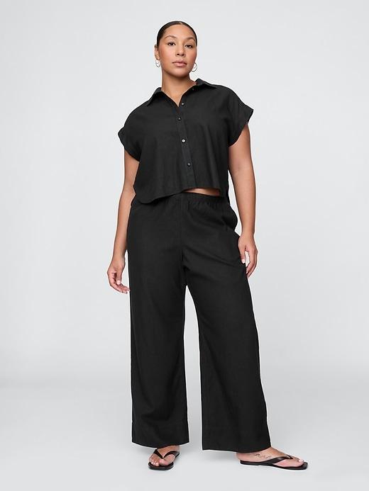 Linen-Blend Easy Wide-Hem Pants Product Image