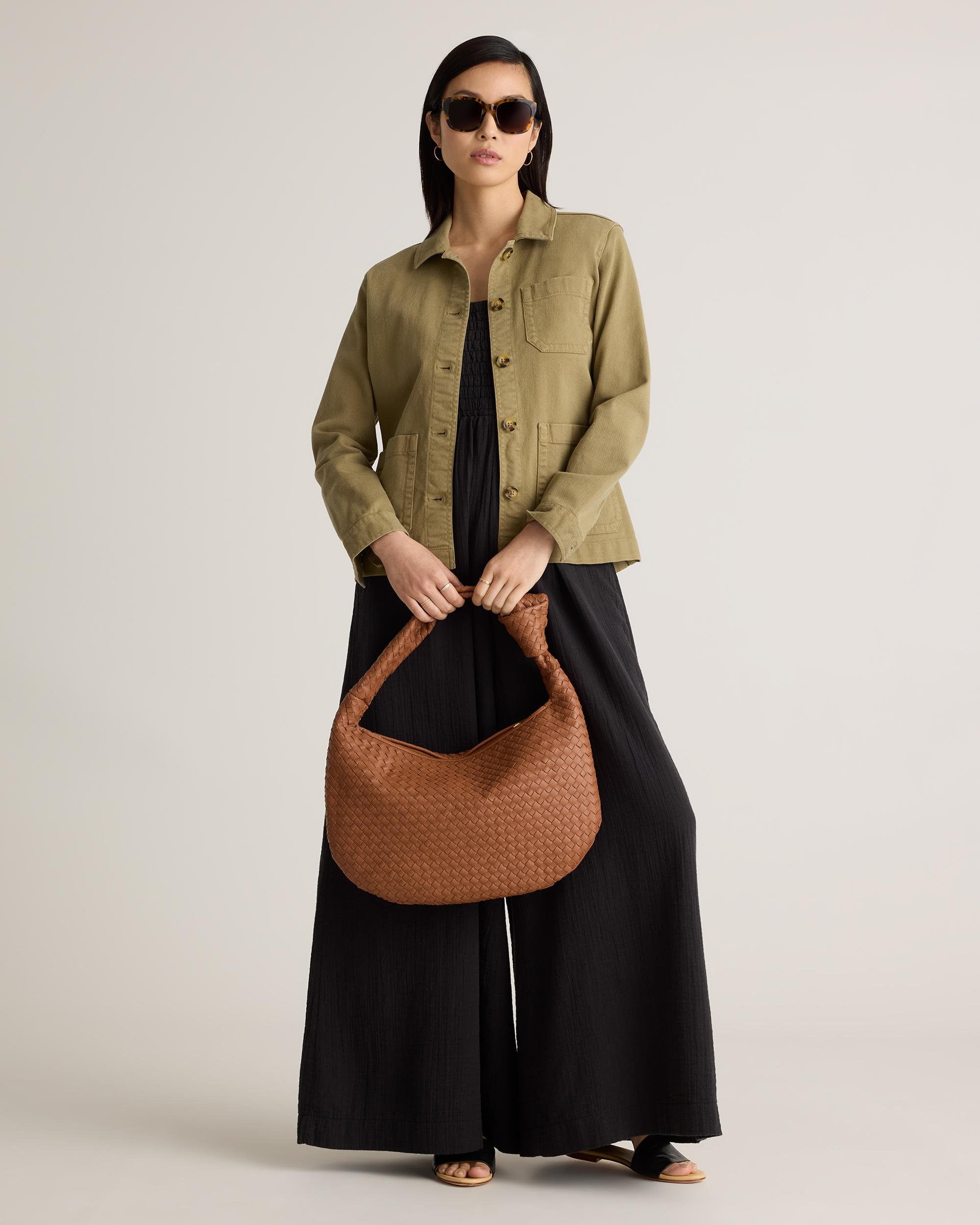 Quince | Women's Italian Leather Handwoven Slouchy Shoulder Bag Product Image