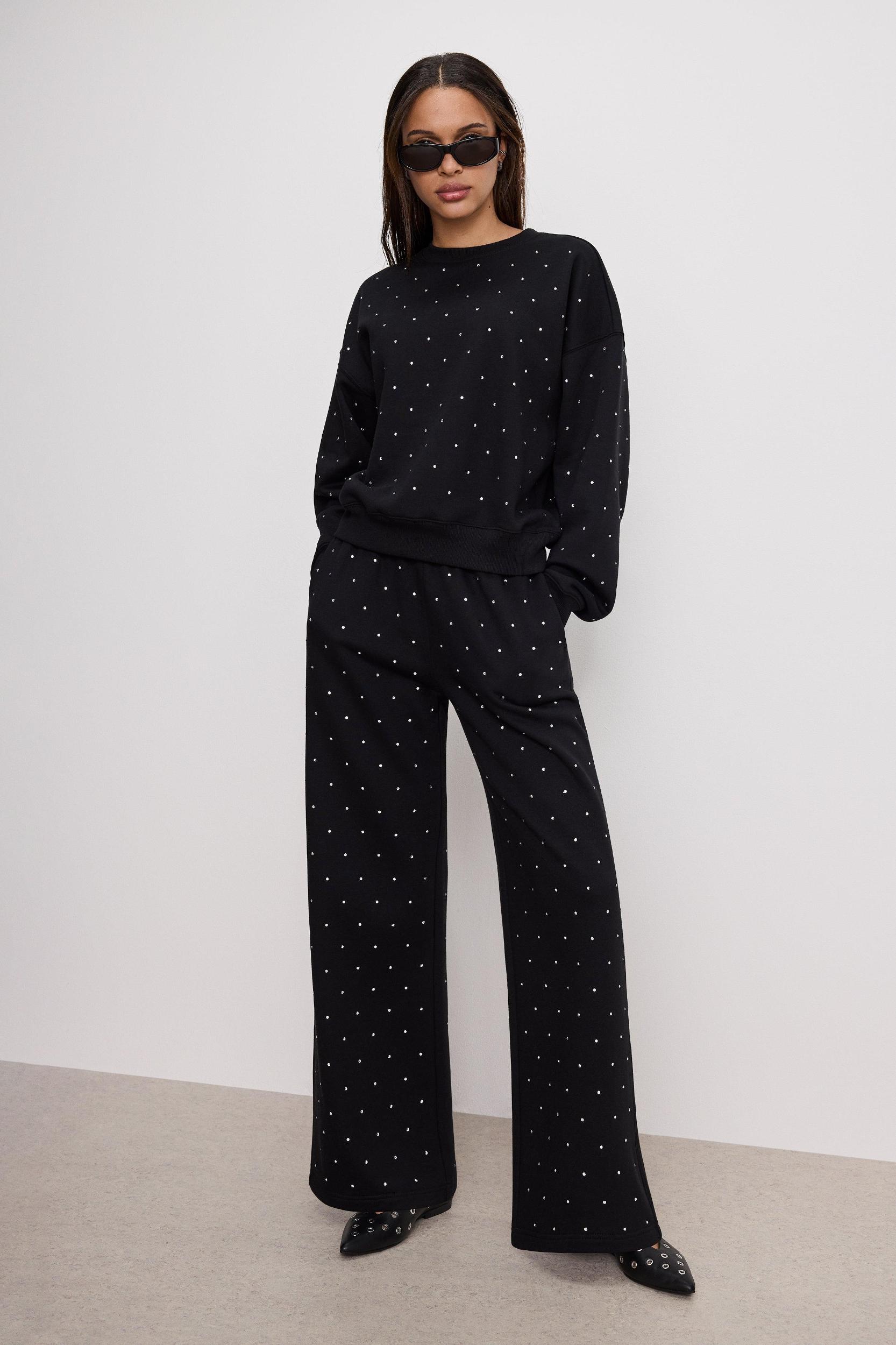 CRYSTAL CREWNECK SWEATSHIRT | BLACK001 Product Image