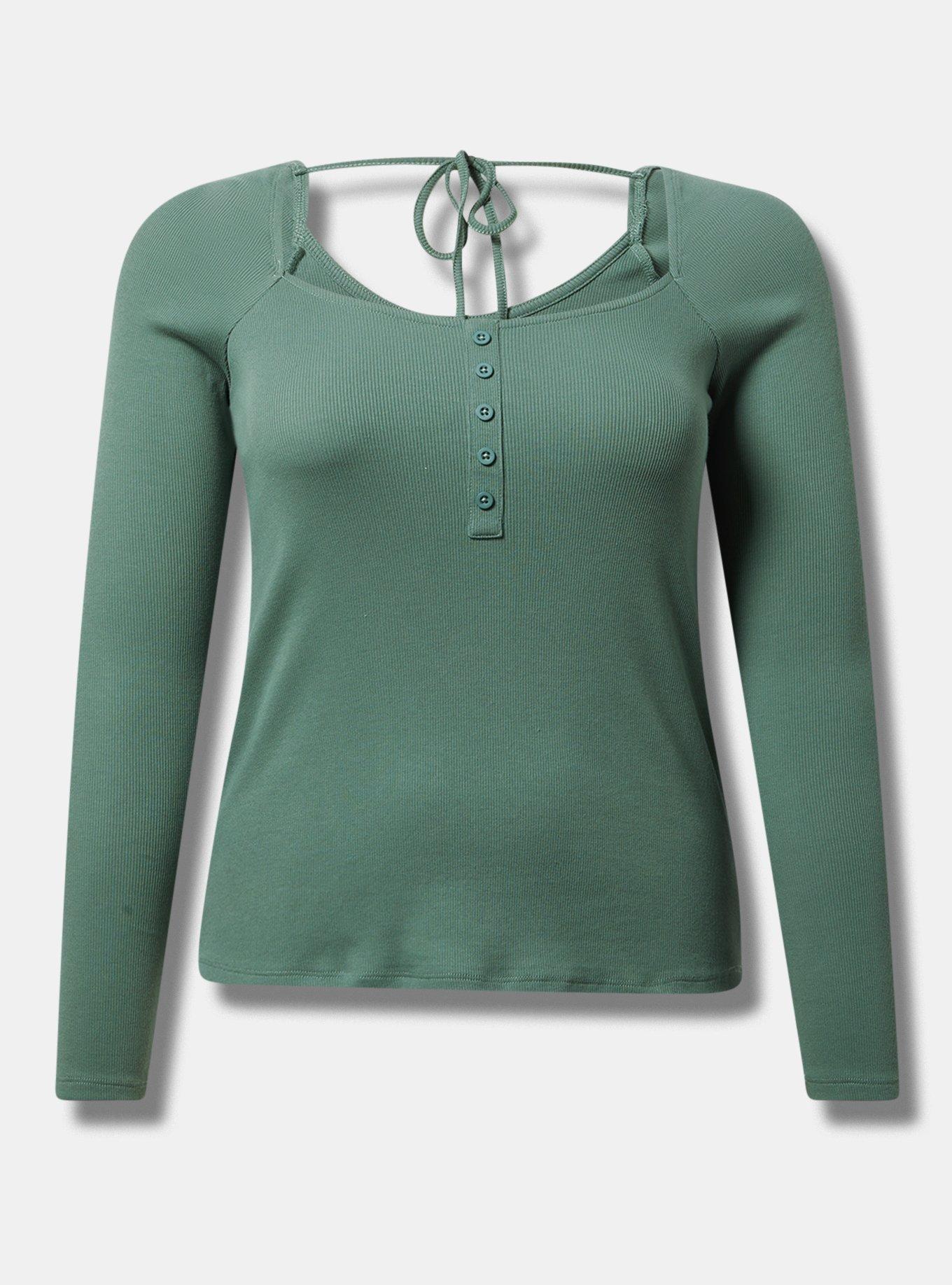 Ribbed Square Neck Henley Product Image