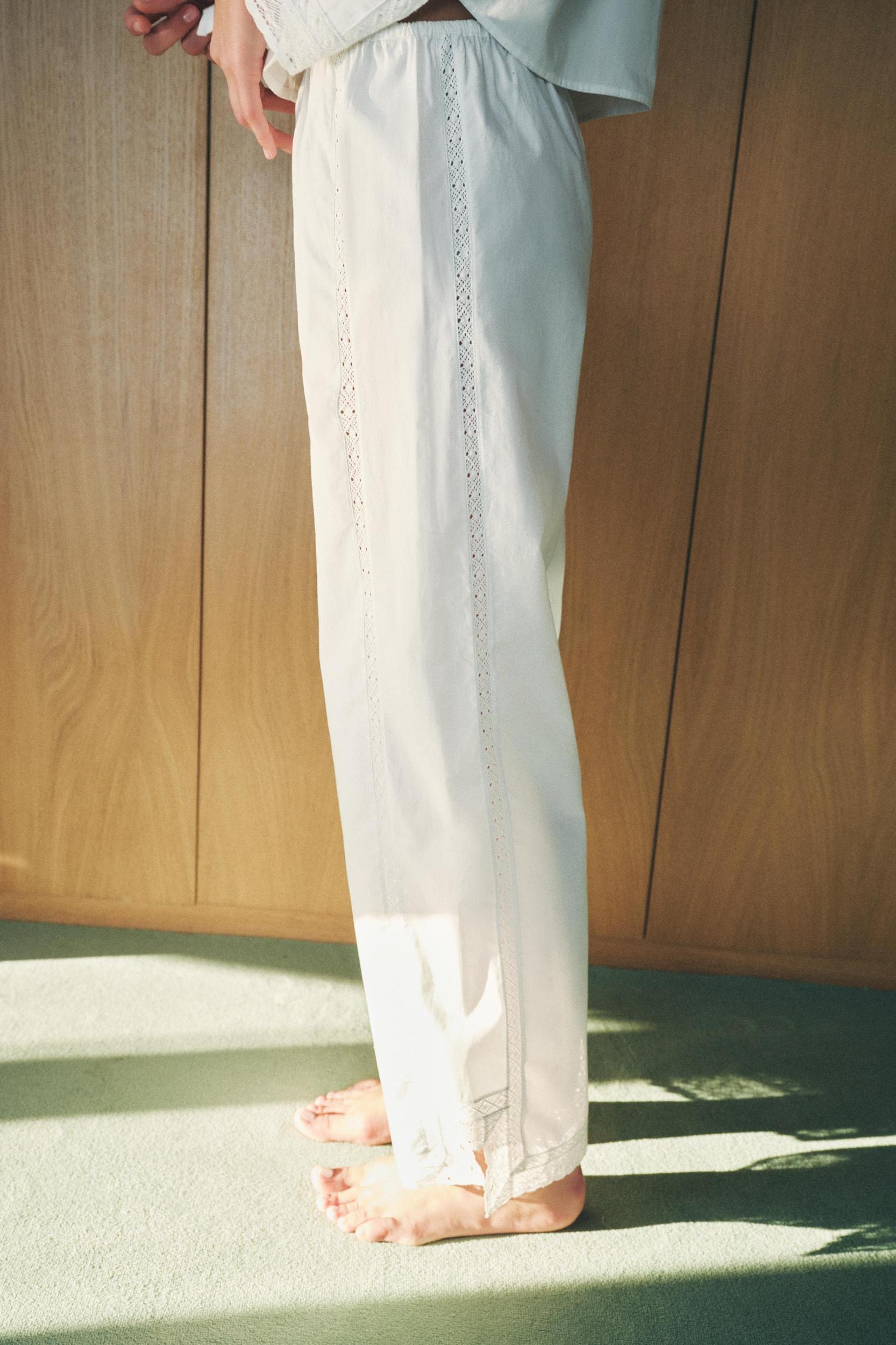 LACE COTTON PAJAMA PANTS Product Image