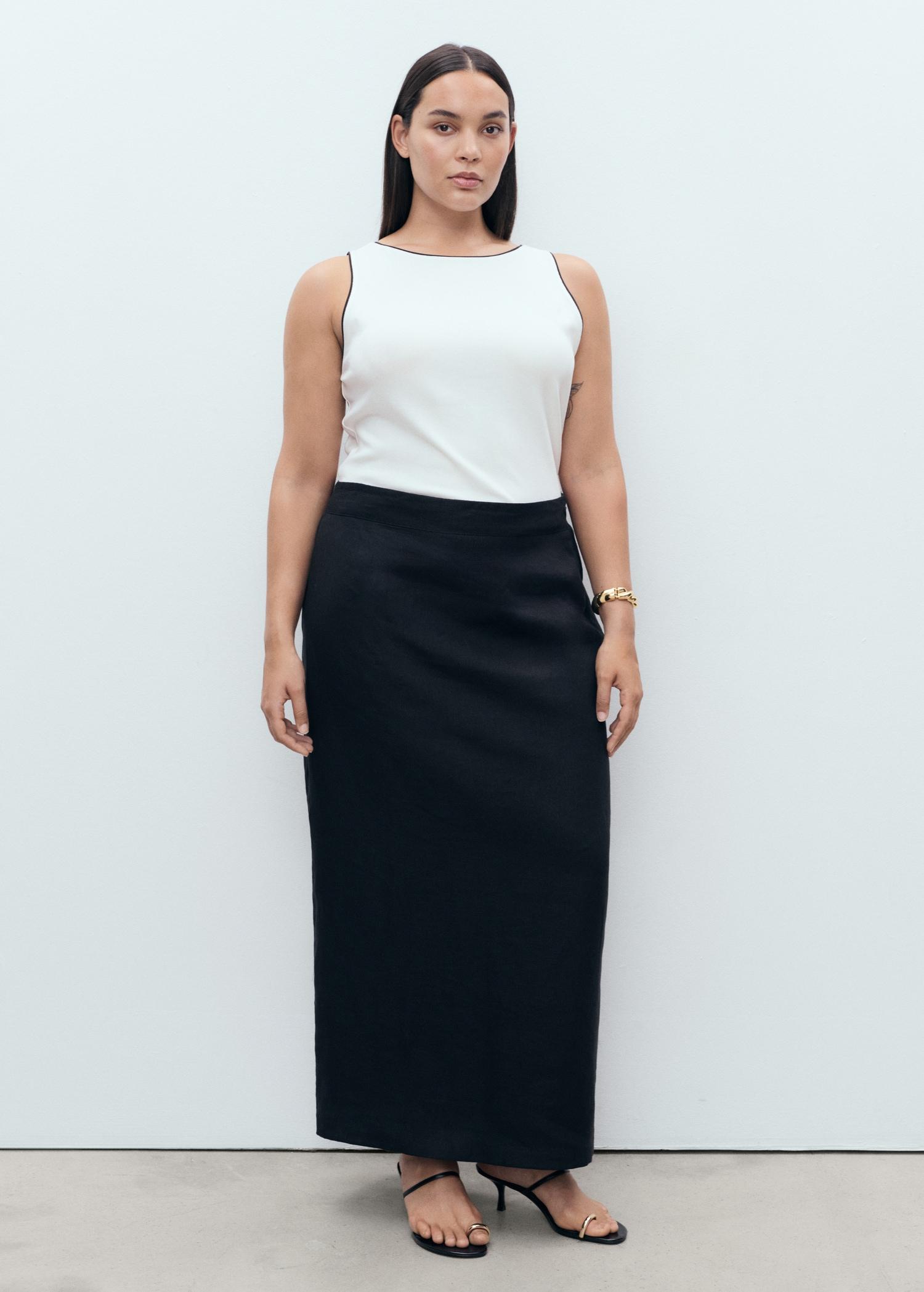 Linen pencil skirt - Women | MANGO USA Product Image