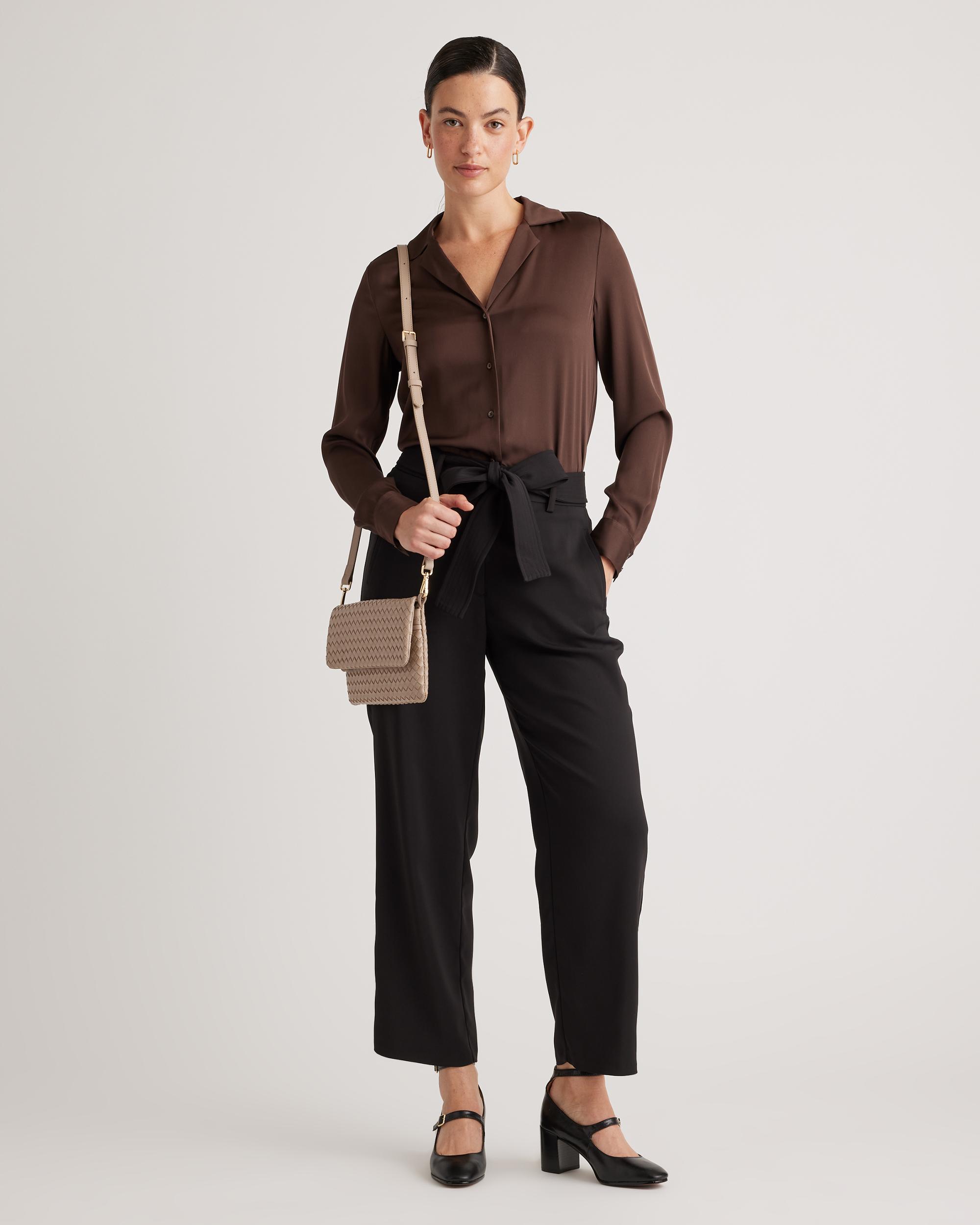 Quince | Women's Italian Leather Handwoven Convertible Clutch Product Image