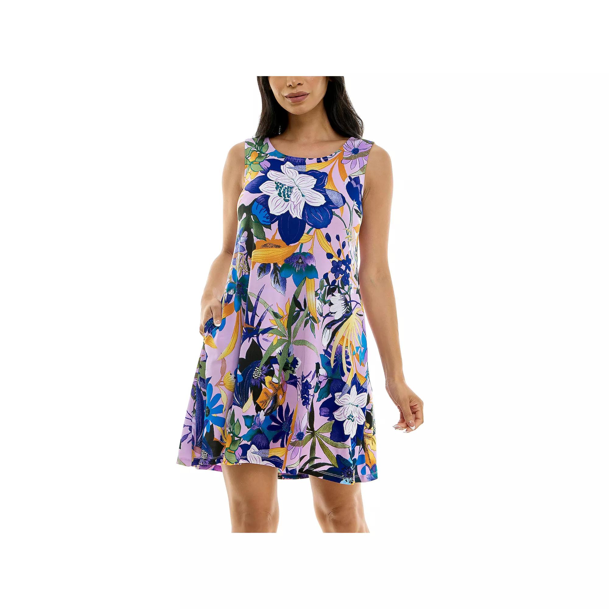 Women's Nina Leonard Puff Print Pocket Trapeze Dress,  Product Image
