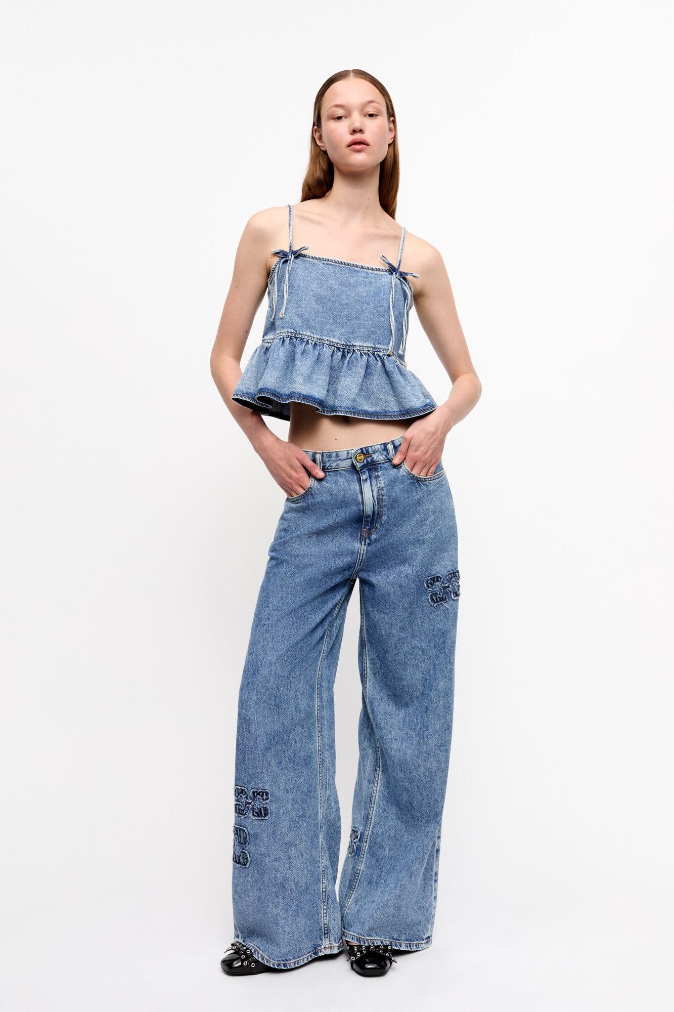 Blue Denim Strap Top Product Image