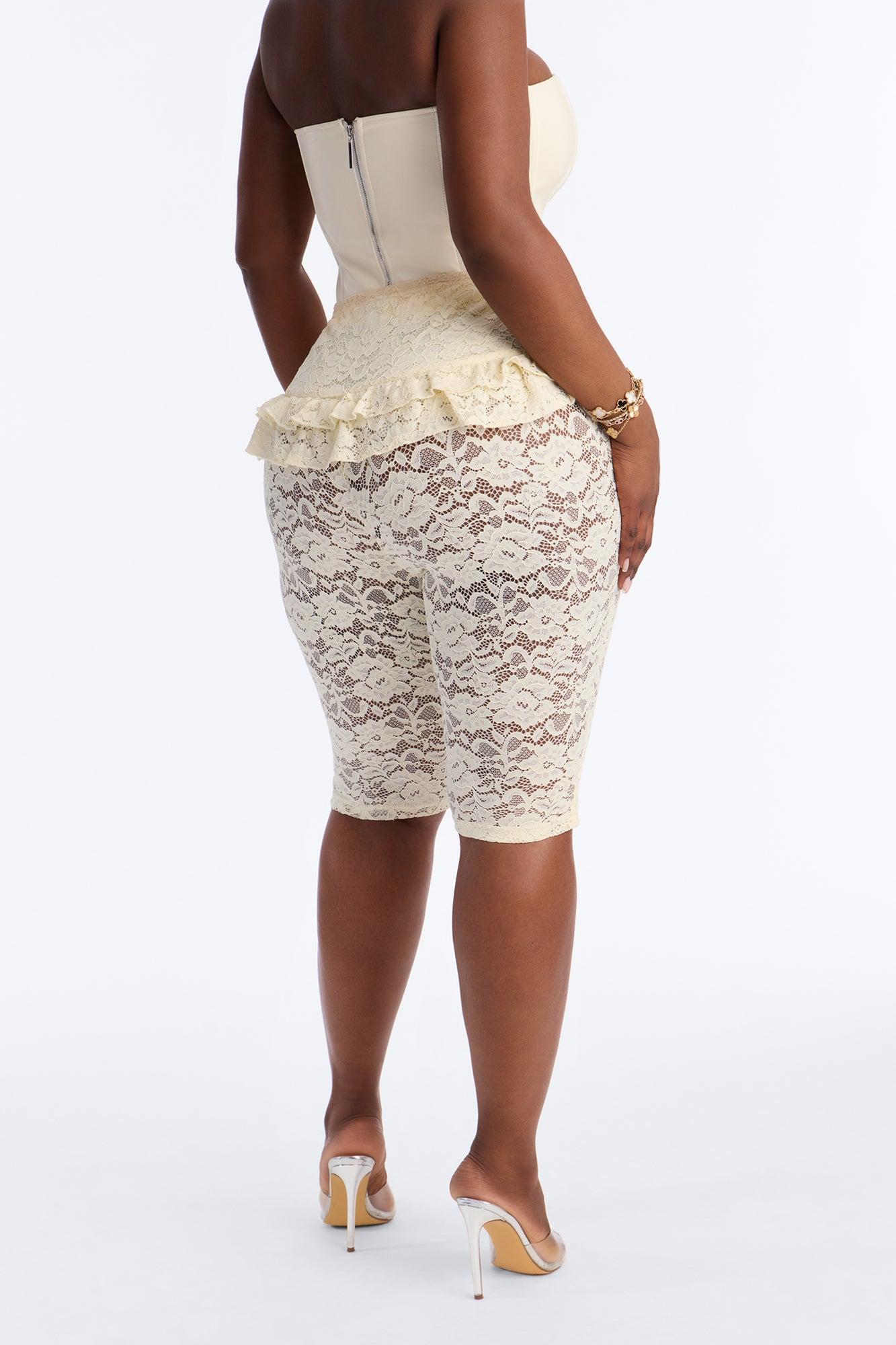 Antonella Skirted Lace Capri Legging - Ivory Female Product Image