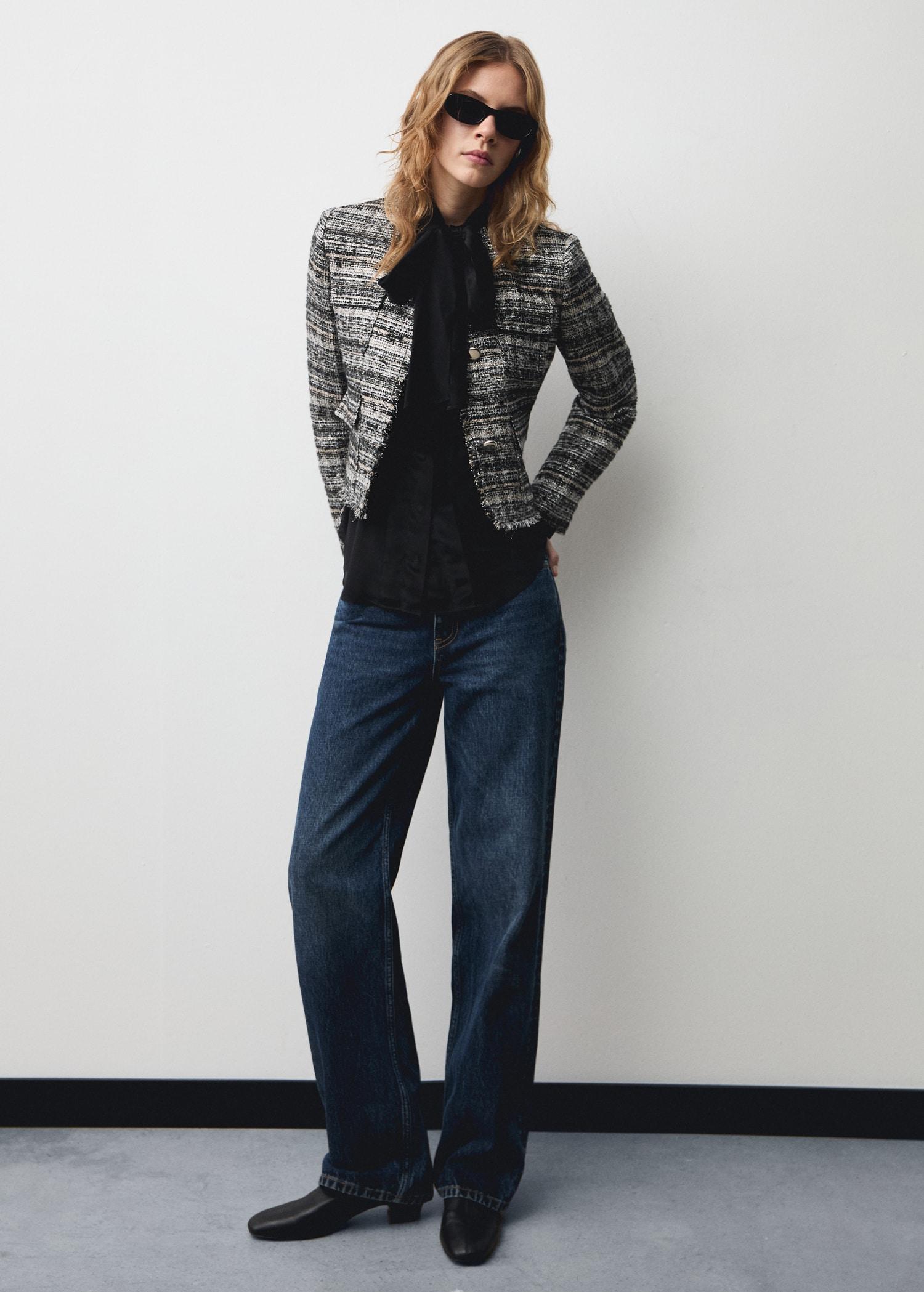 Satin shirt with bow - Women | MANGO USA Product Image