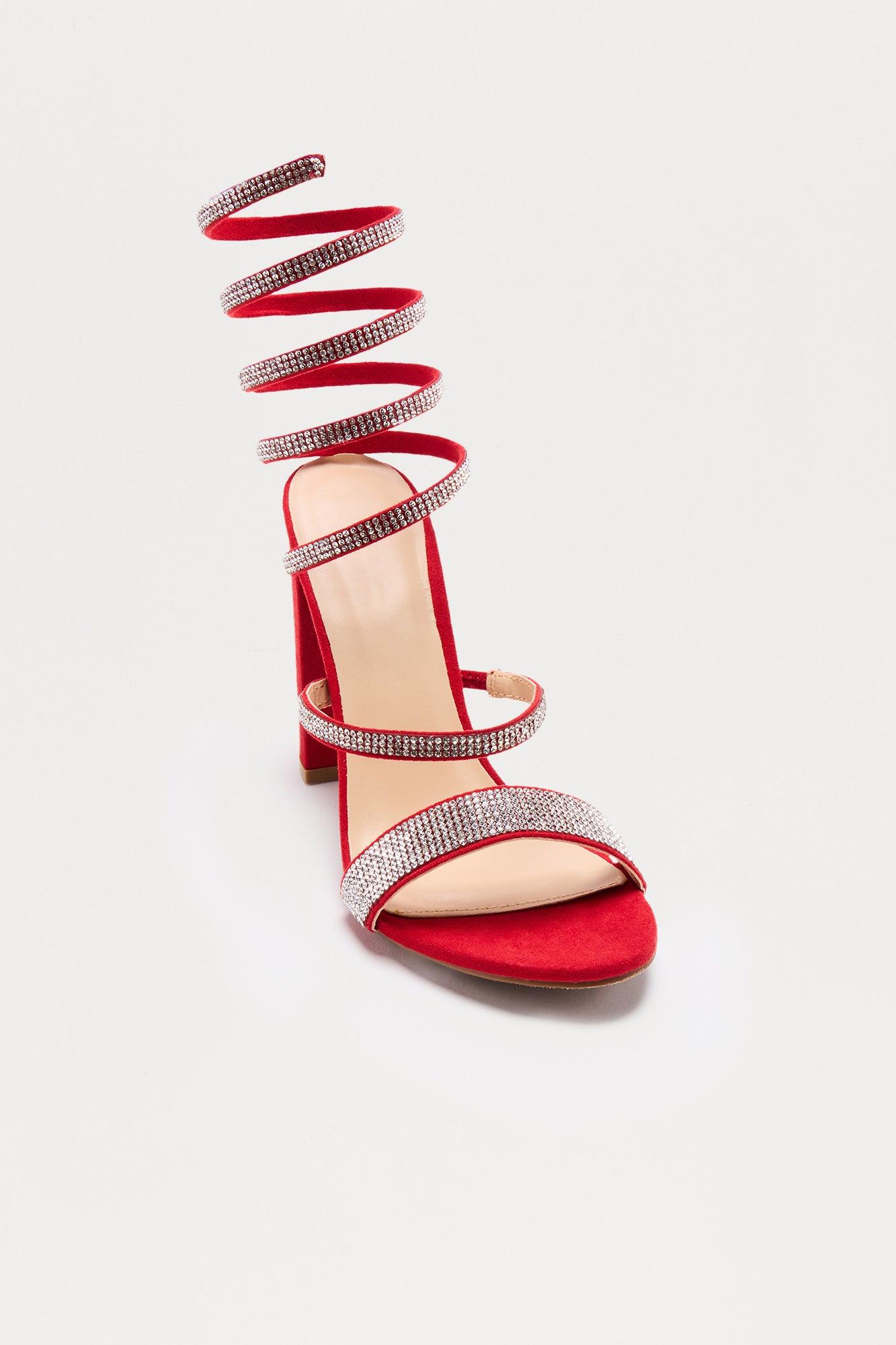 Search Is Over Wrap Up Heels - Red Product Image
