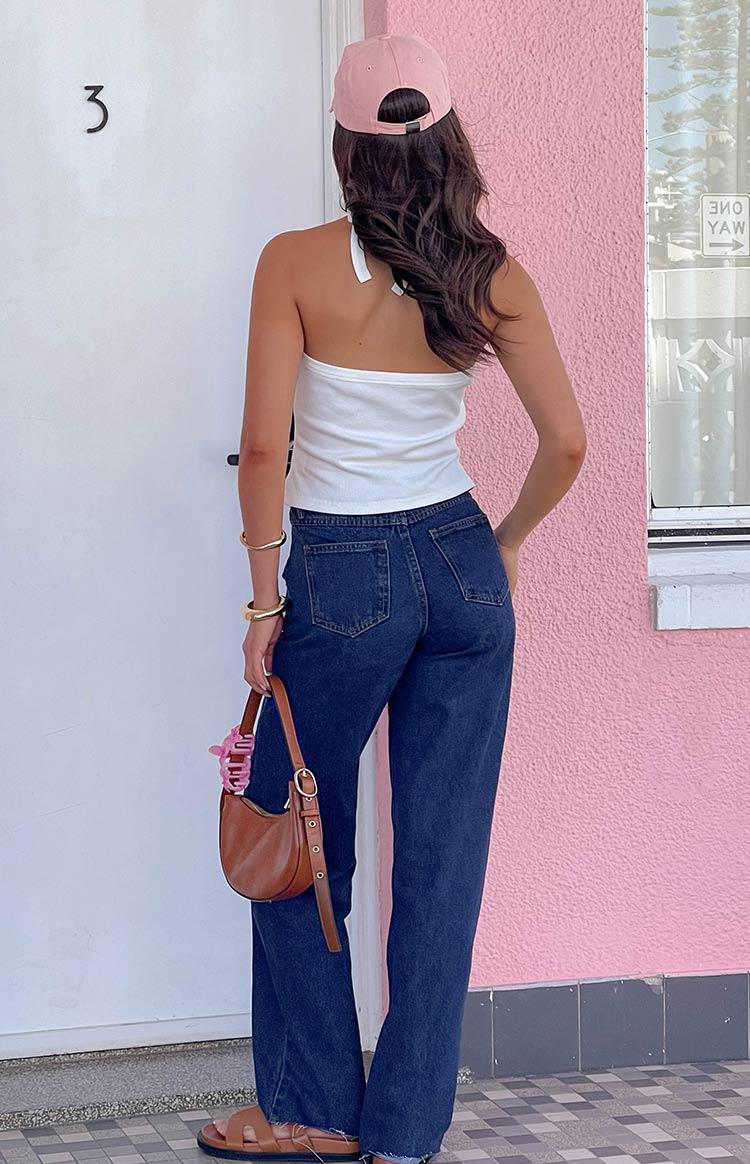 Kansis Dark Blue Uneven Waist Jeans Baby Product Image