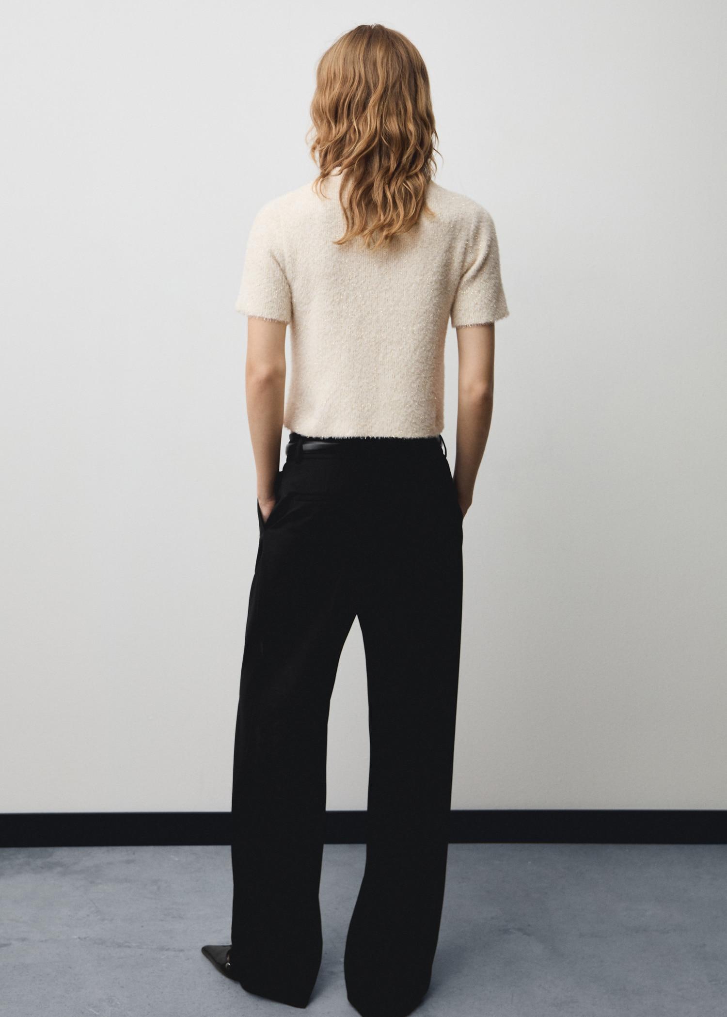 Short-sleeved sweater with shiny detail - Women | MANGO USA Product Image