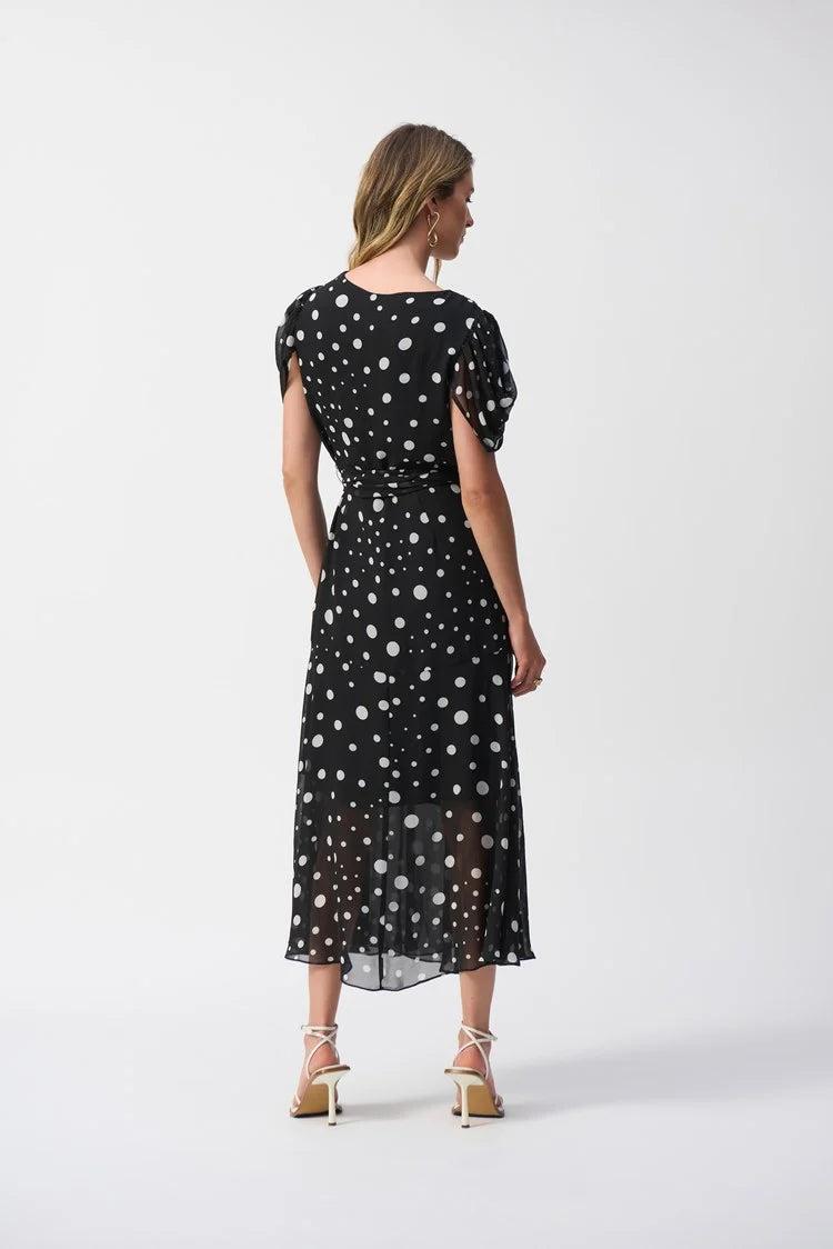 Chiffon Dot Print Wrap Dress Product Image