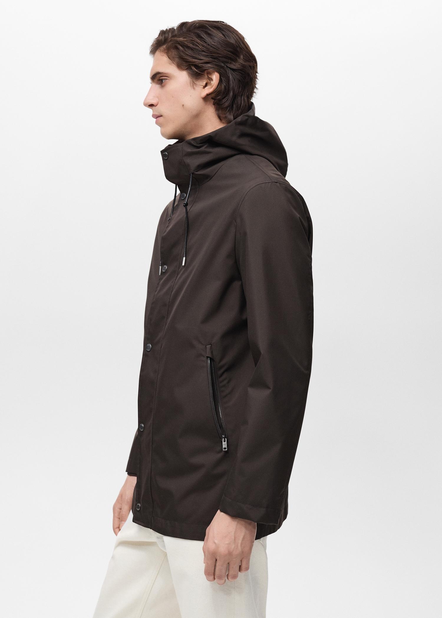 Water-repellent hooded parka - Men | MANGO USA Product Image