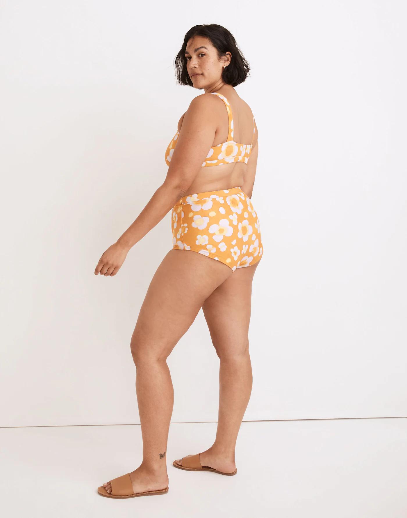 Madewell Second Wave Retro High-Waisted Bikini Bottom in Watercolor Floral Product Image