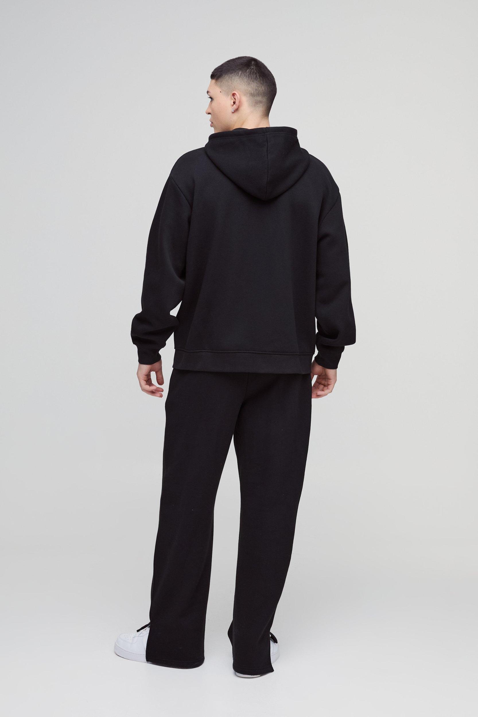 330gsm Oversized Official Varsity Hooded Split Hem Zip Tracksuit | boohooMAN USA Product Image