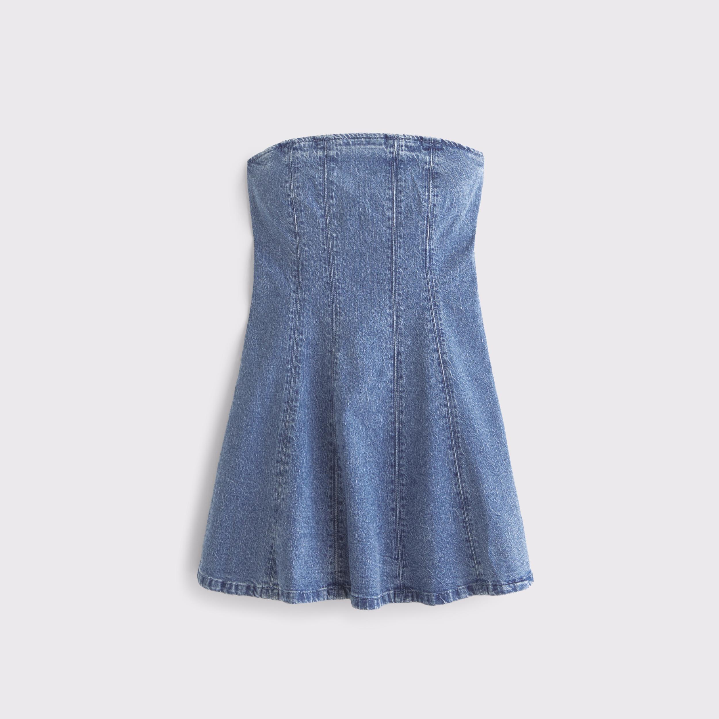 The A&F Mila Strapless Denim Mini Dress Product Image