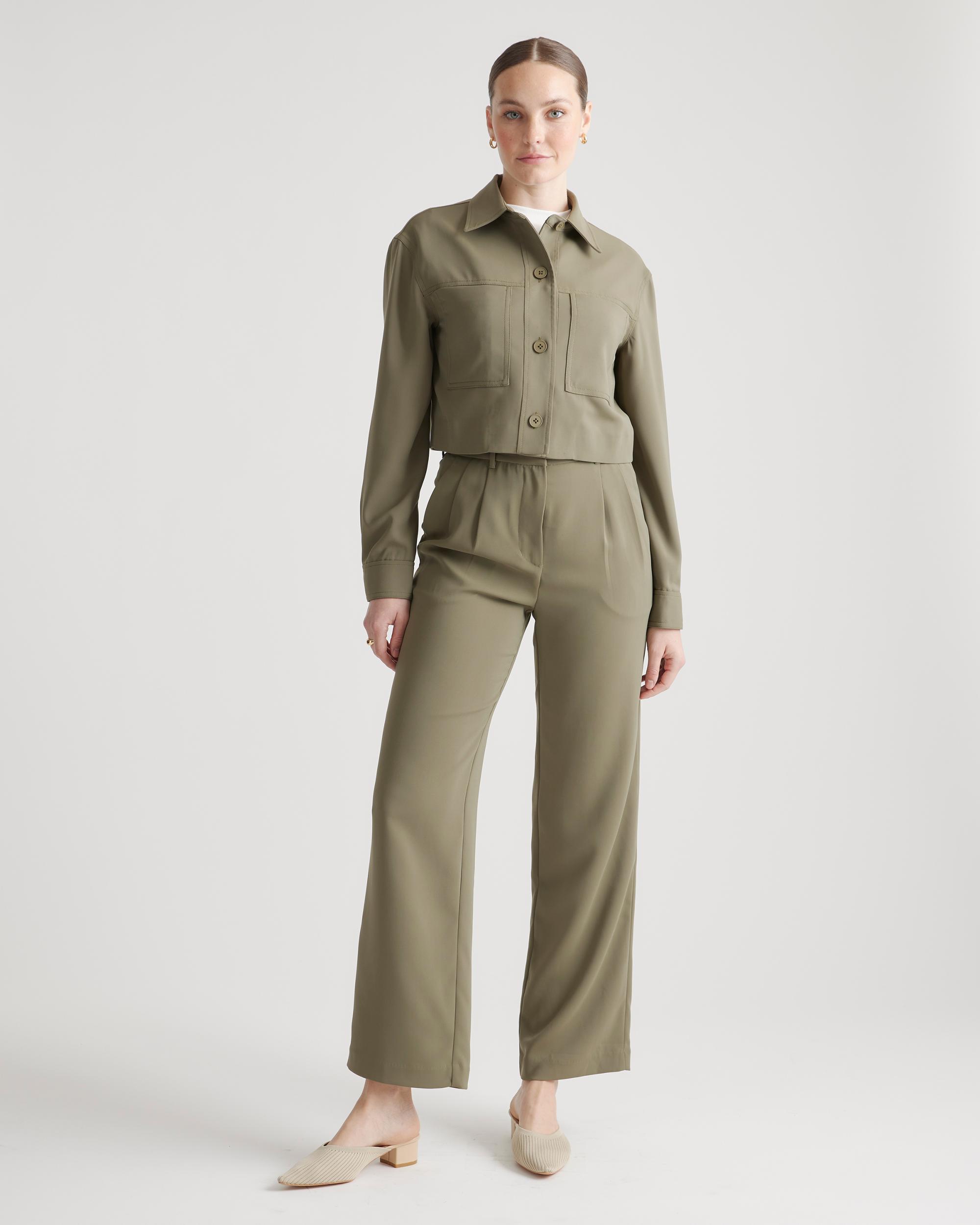 Quince | Women's Stretch Crepe Cropped Jacket Size XL, Recycled Polyester / Spandex Product Image