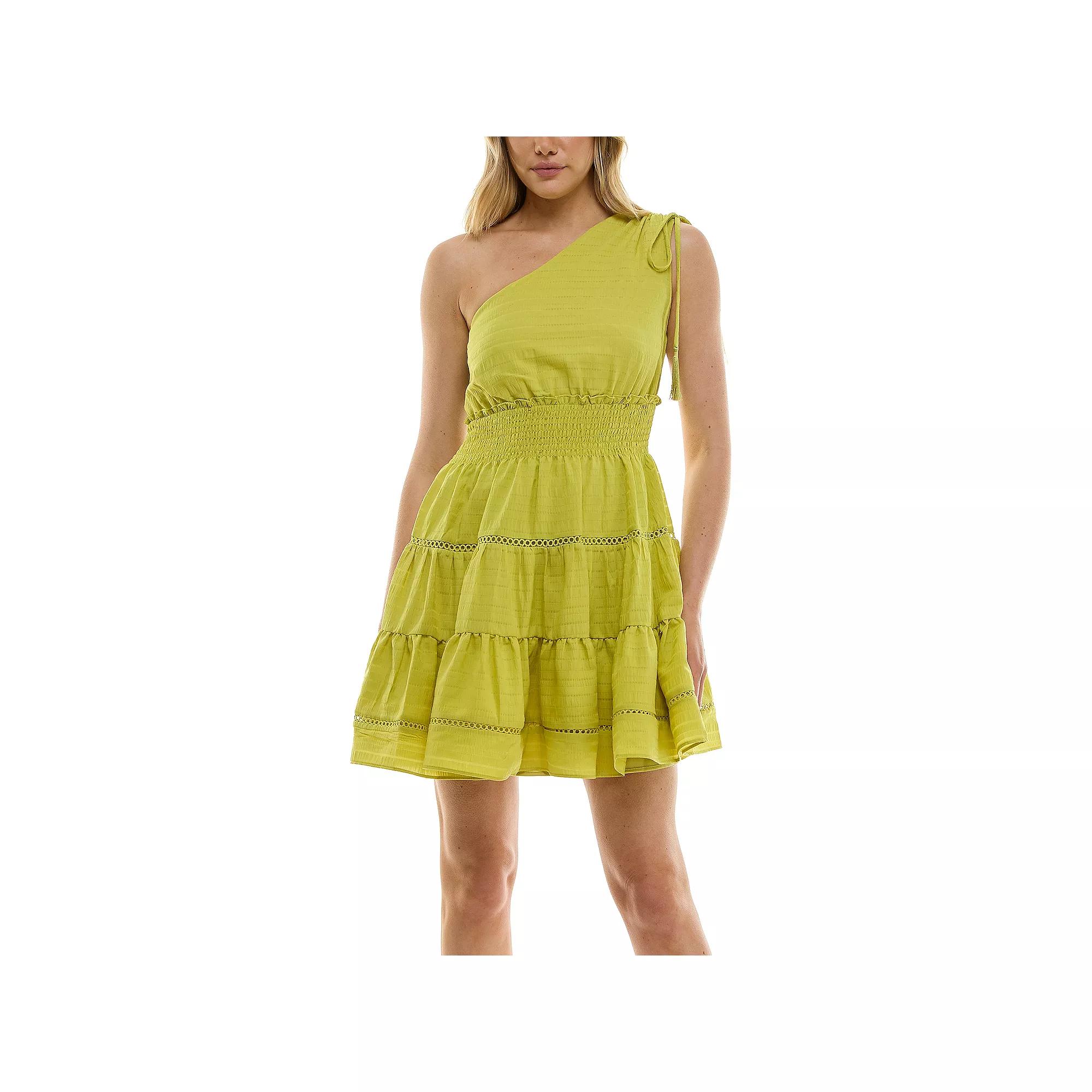 Women's Taylor Stripe Seersucker Dress with Smocking Waist, Size: 12, Green Product Image