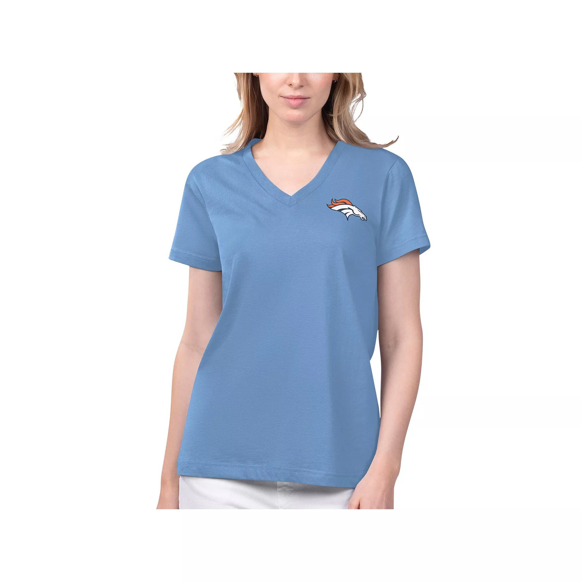 Women's Margaritaville Blue Denver Broncos Game Time V-Neck T-Shirt, Size: Small Product Image