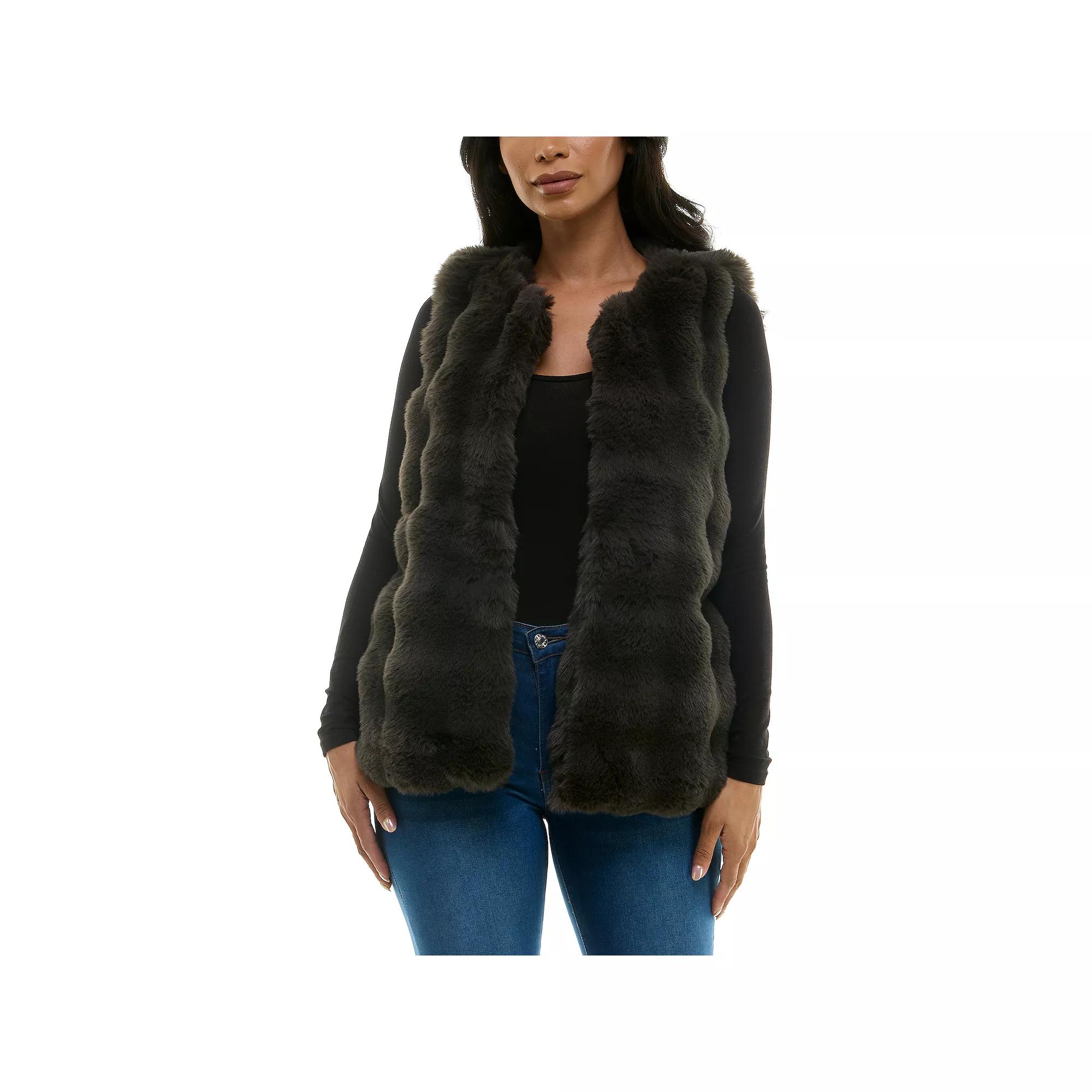 Women's Nina Leonard Collared Faux Fur Vest,  Product Image