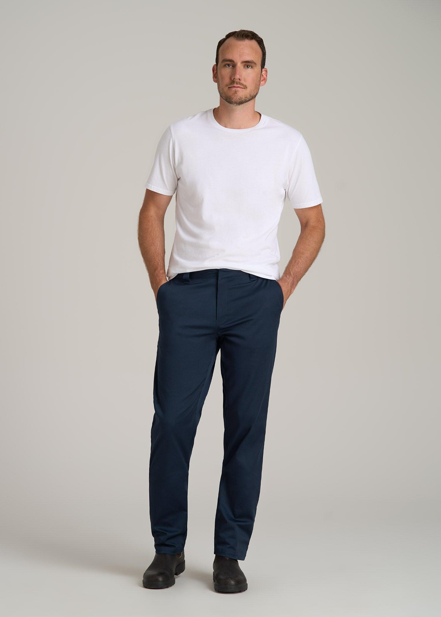 LJ&S Stretch Twill STRAIGHT-LEG Work Pants for Tall Men in Marine Blue Male Product Image