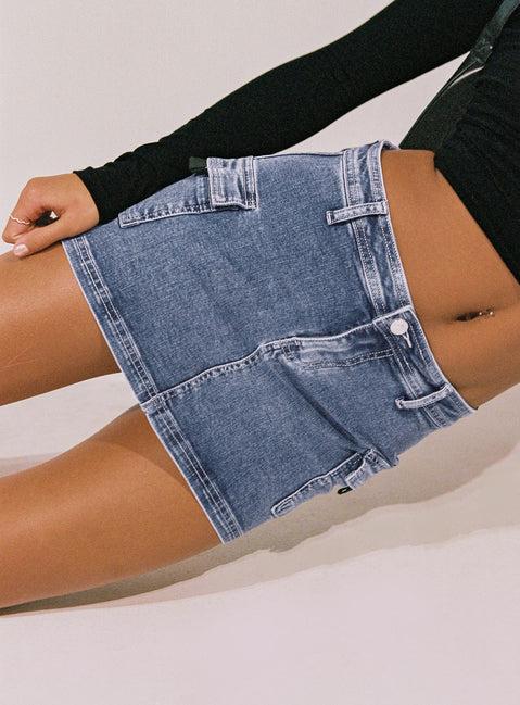 Grishea Low Rise Denim Skirt Product Image