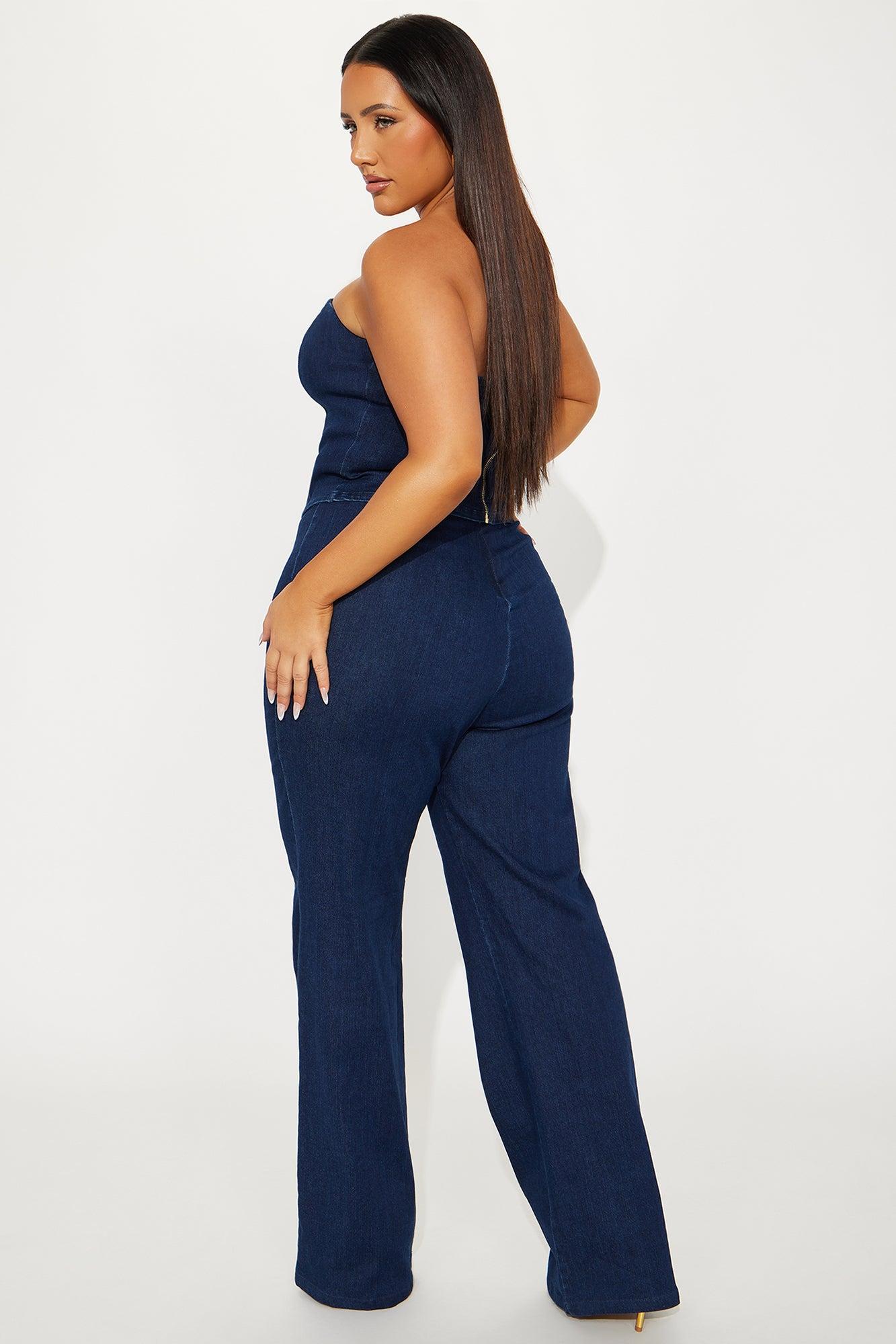 In Your Dreams Denim Pant Set - Dark Denim Female Product Image