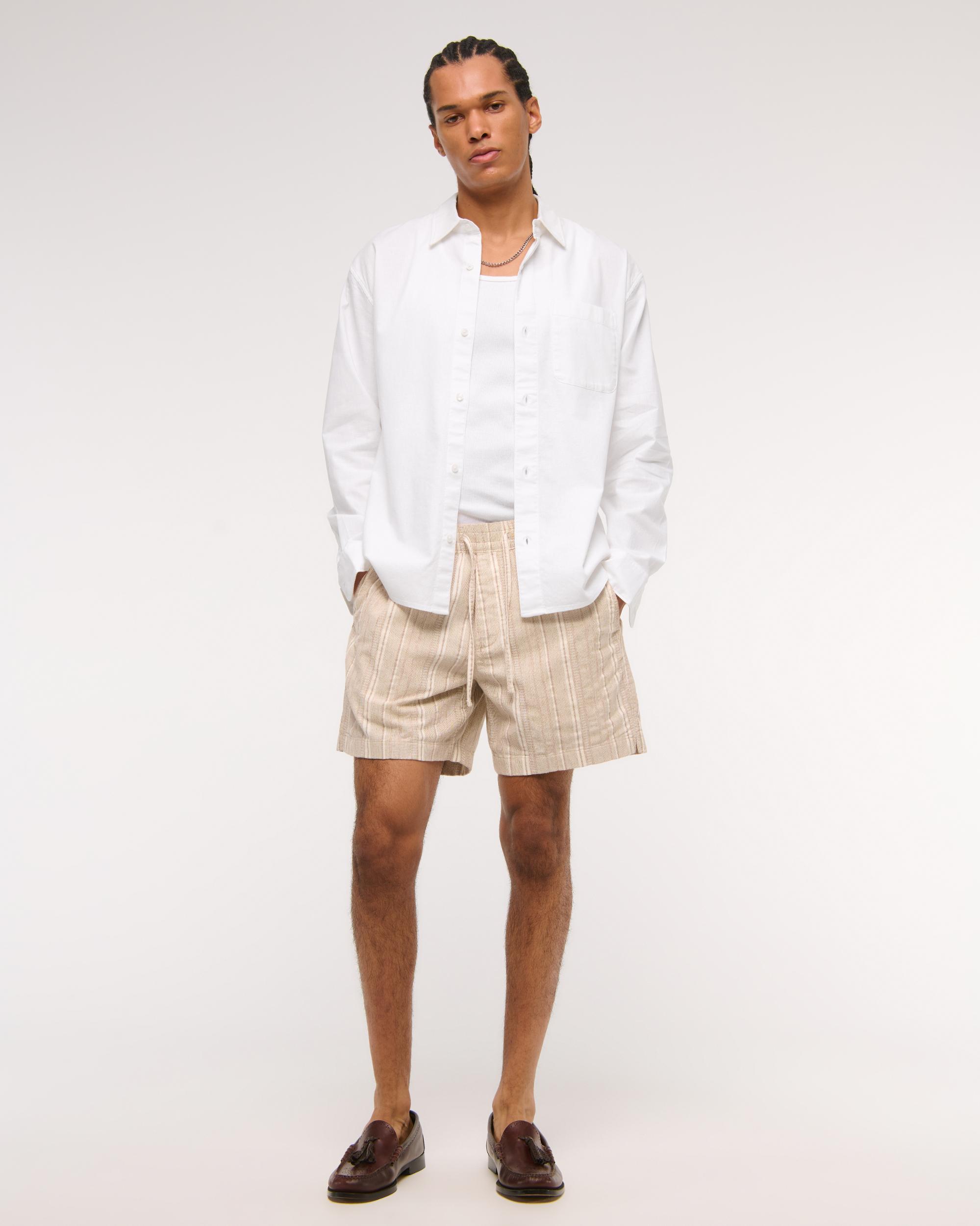 Summer Linen-Blend Button-Up Shirt Product Image