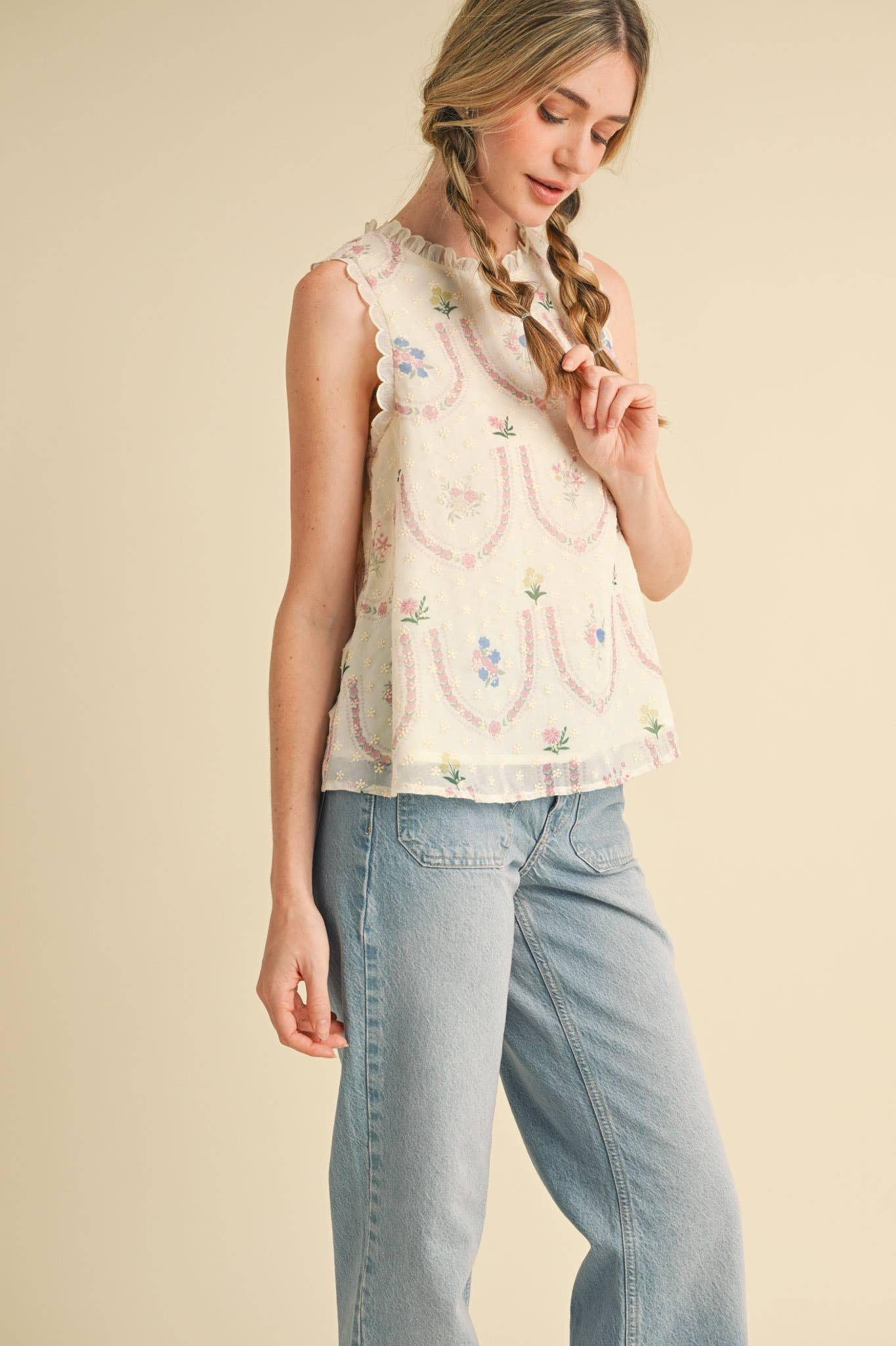 Embroidered Babydoll Top Product Image