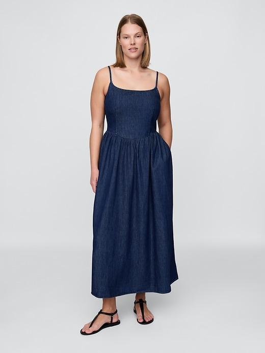 Denim Drop-Waist Maxi Dress Product Image