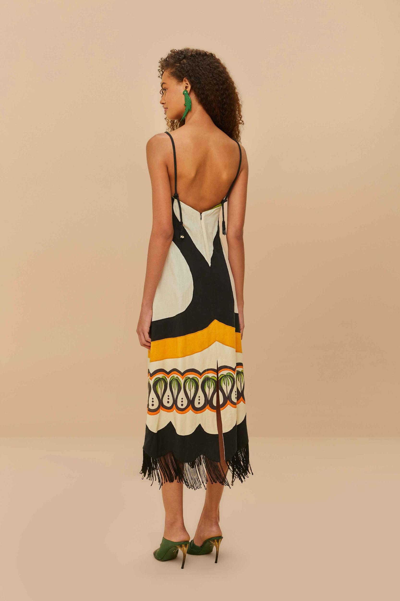 Off-White Coconut Tree Flow LENZING™ ECOVERO™ Euroflax™ Dress Product Image