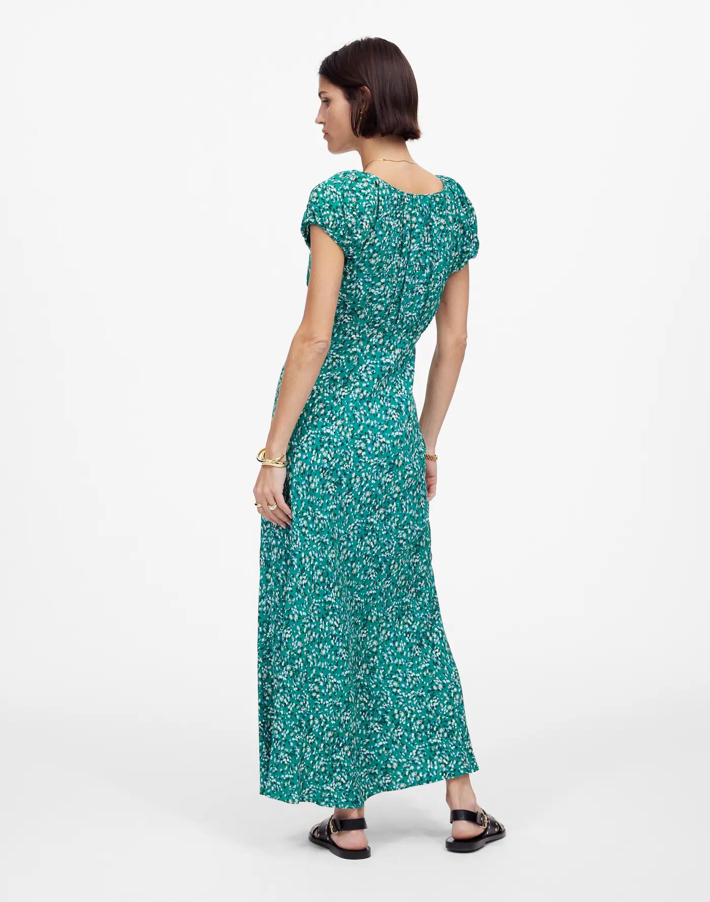 Ruched Scoopneck Midi Dress in Floral Product Image