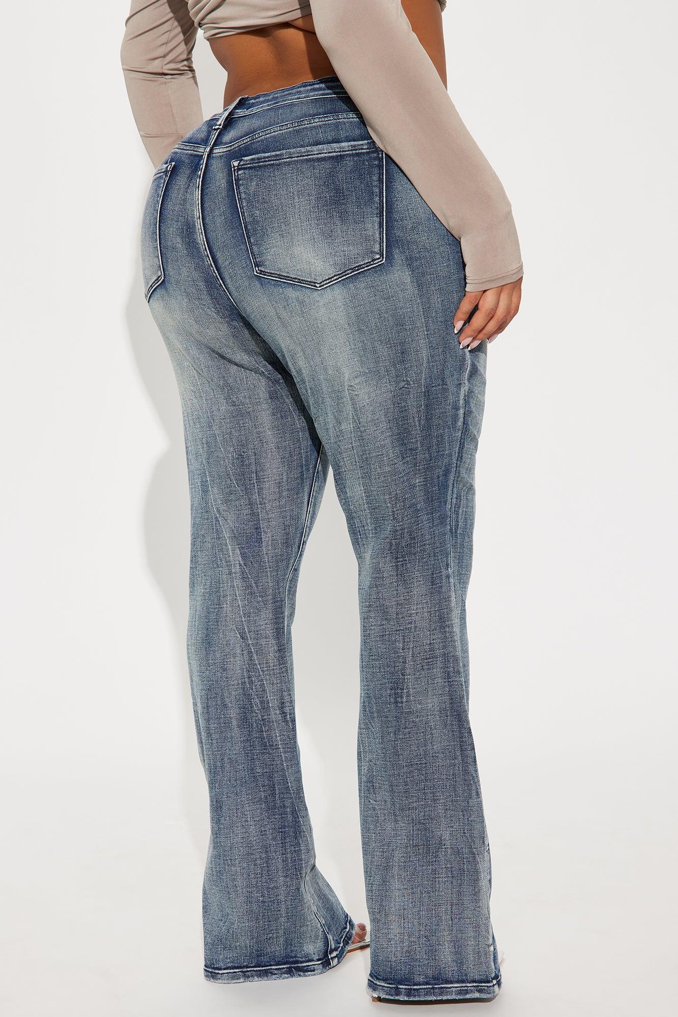 Instant BBL Padded Stretch Sculpting Flare Jeans - Medium Wash Product Image