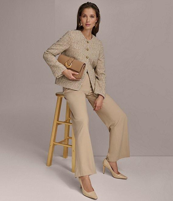 Donna Karan Bi-Stretch Pleated High Rise Wide Leg Pant Product Image