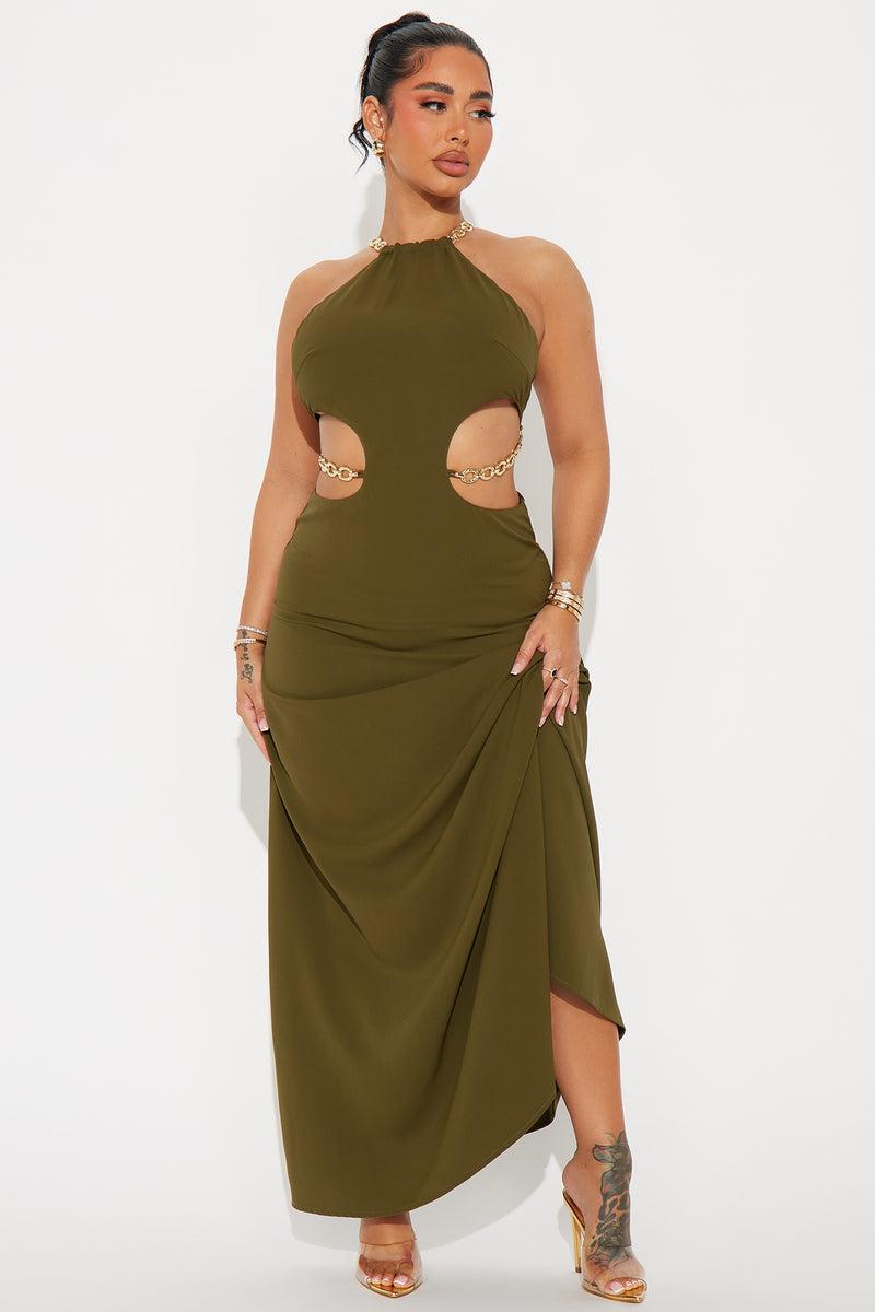 Izzy Halter Maxi Dress - Olive Product Image