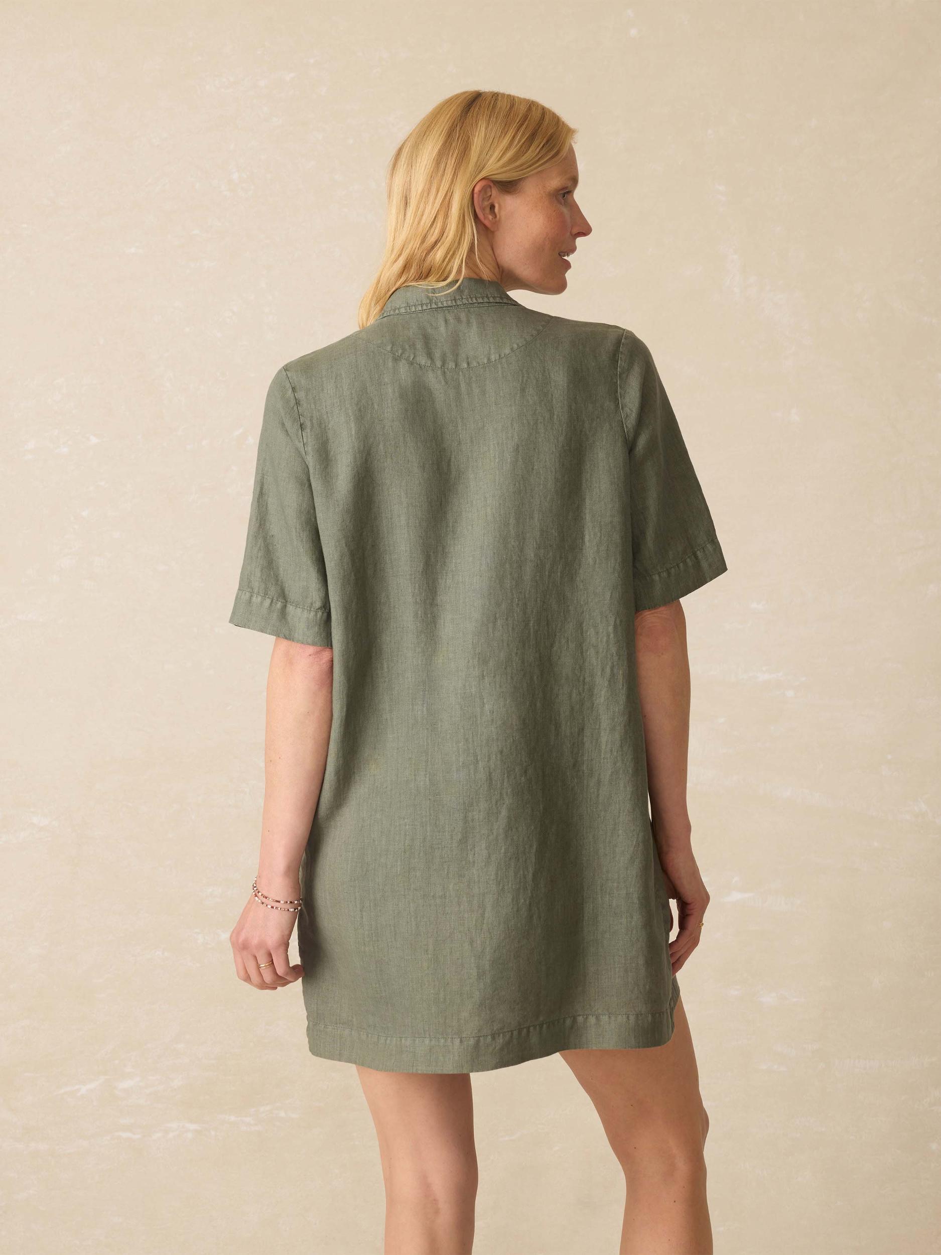 Paradise Point Linen Dress - Thyme Female Product Image