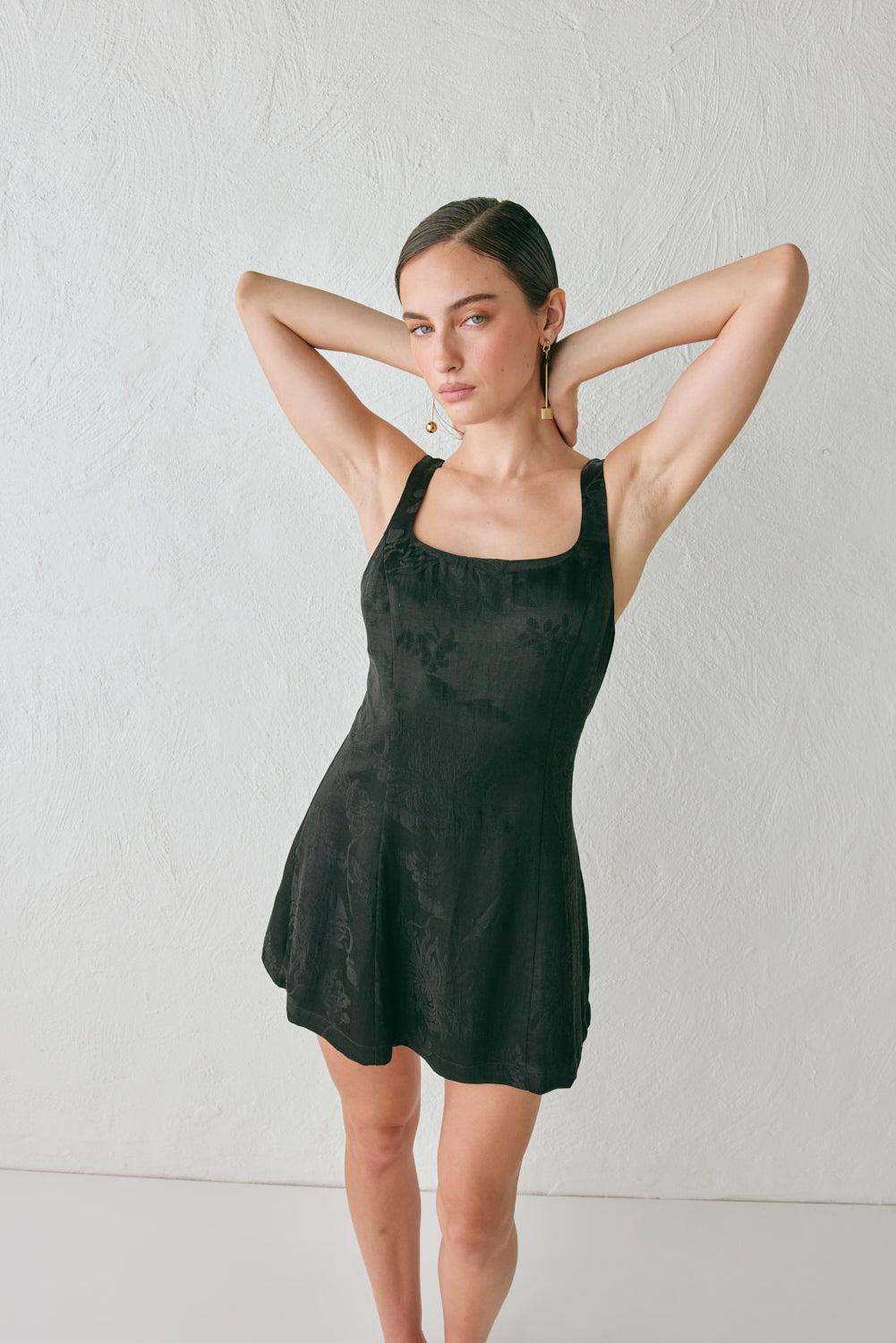 Shiloh Jacquard Mini Dress Black Product Image