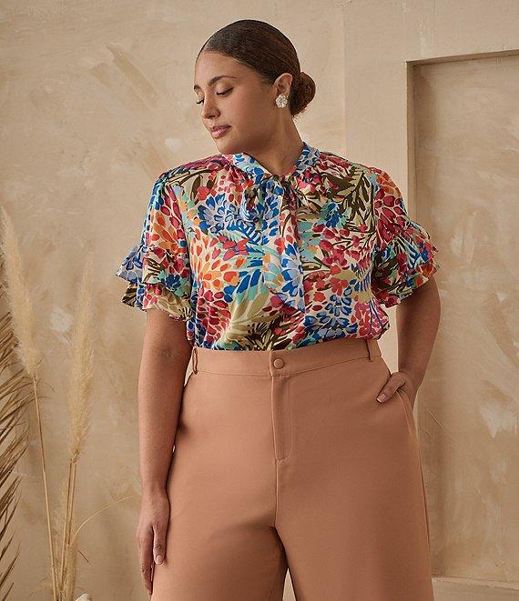 Sugarlips Plus Multi Floral Magic Moment Neck Tie Top Product Image