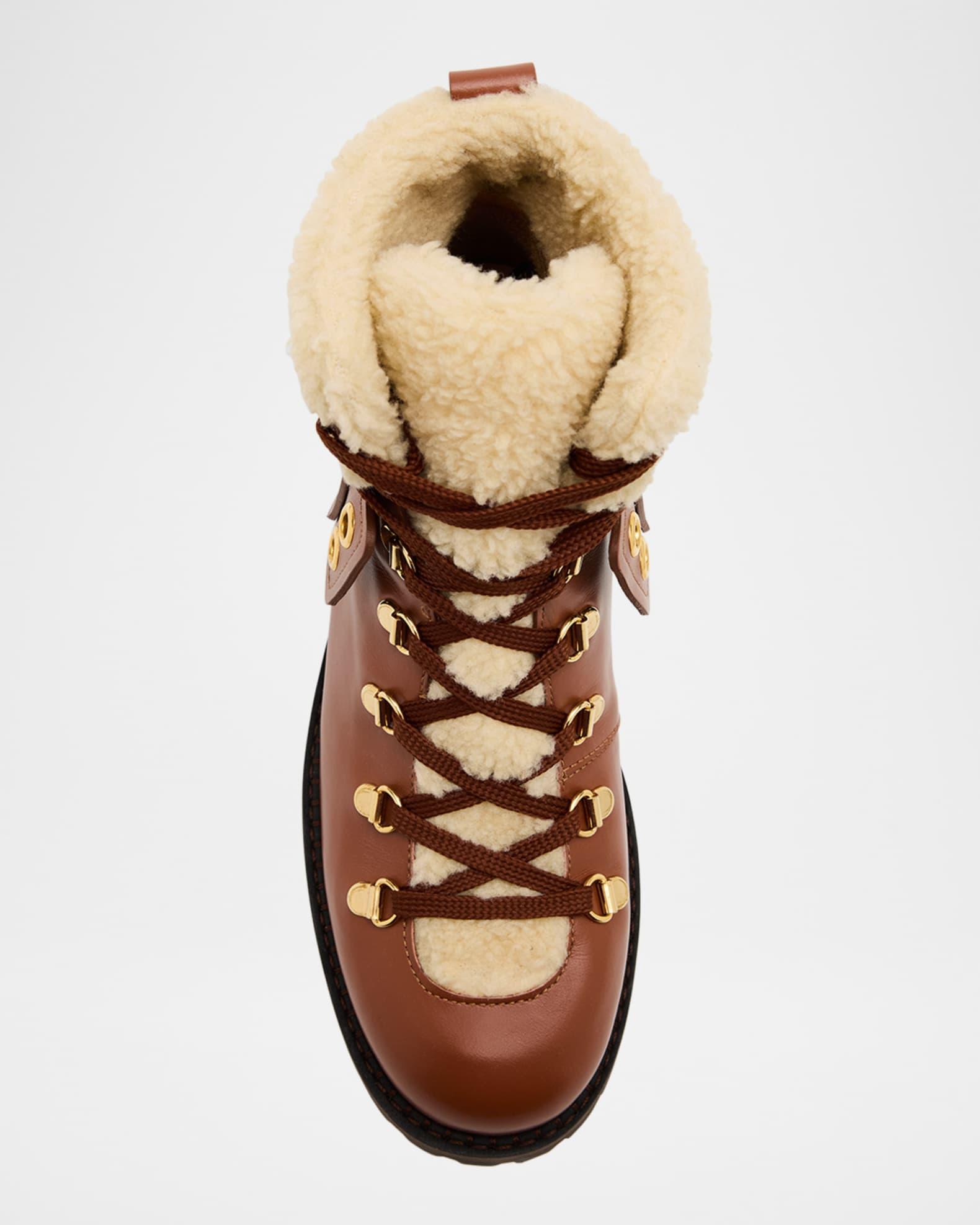 Heidi Faux Fur Leather Hiking Ankle Booties Product Image