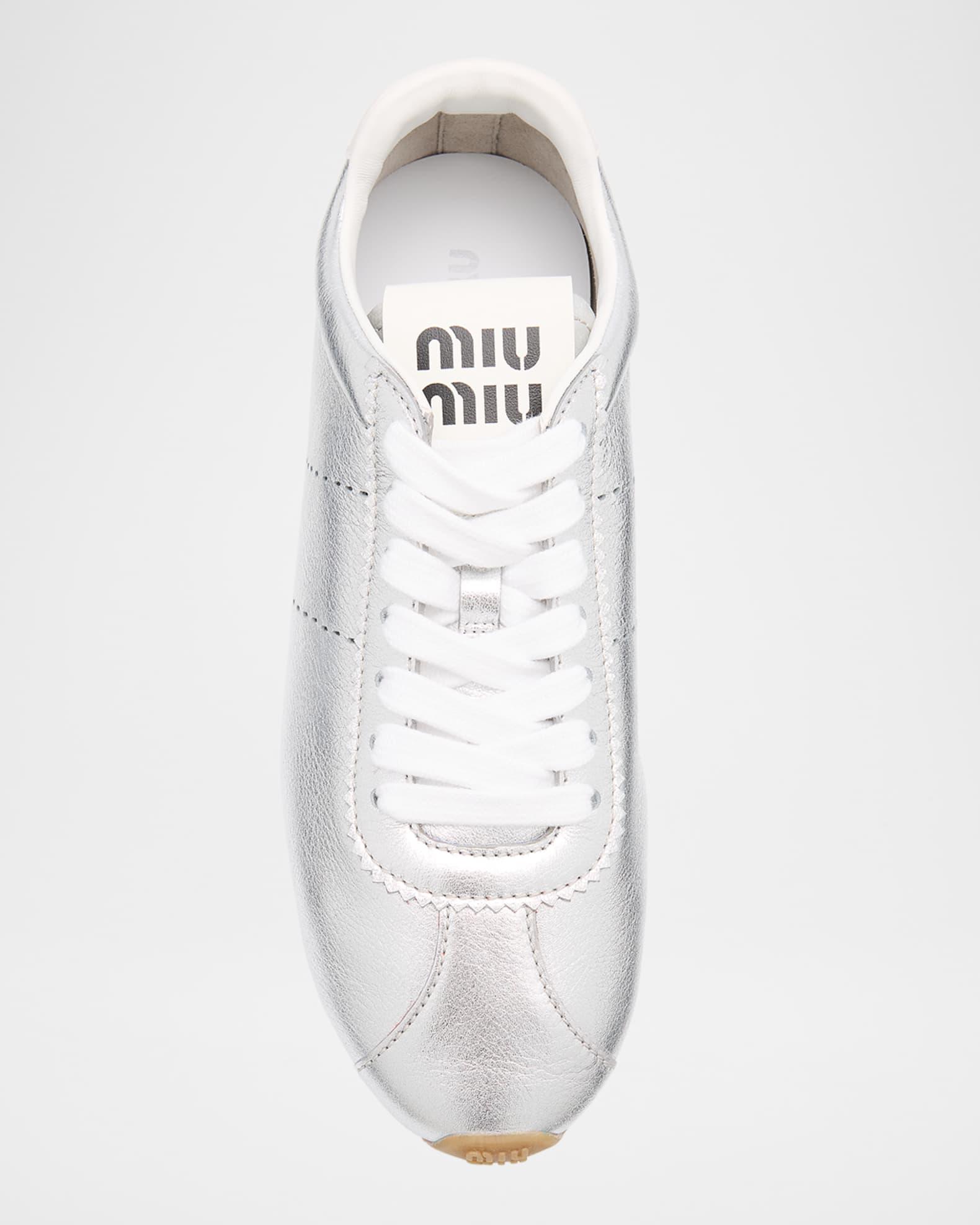 Metallic Leather Retro Runner Sneakers Product Image