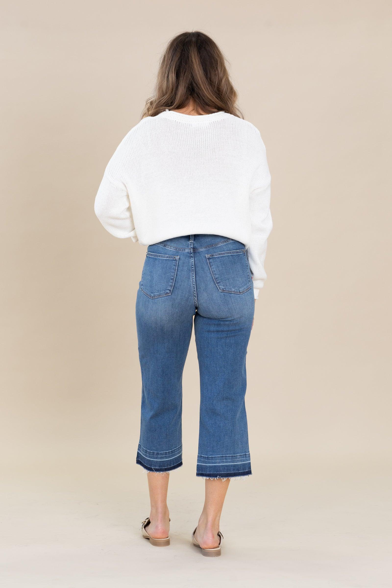 Judy Blue Tummy Control Release Hem Crop Jean Product Image
