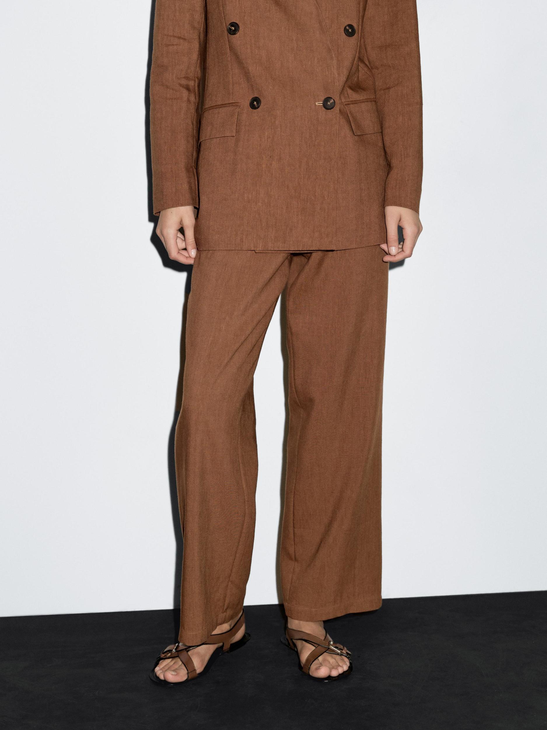 Double-breasted linen blend blazer Product Image