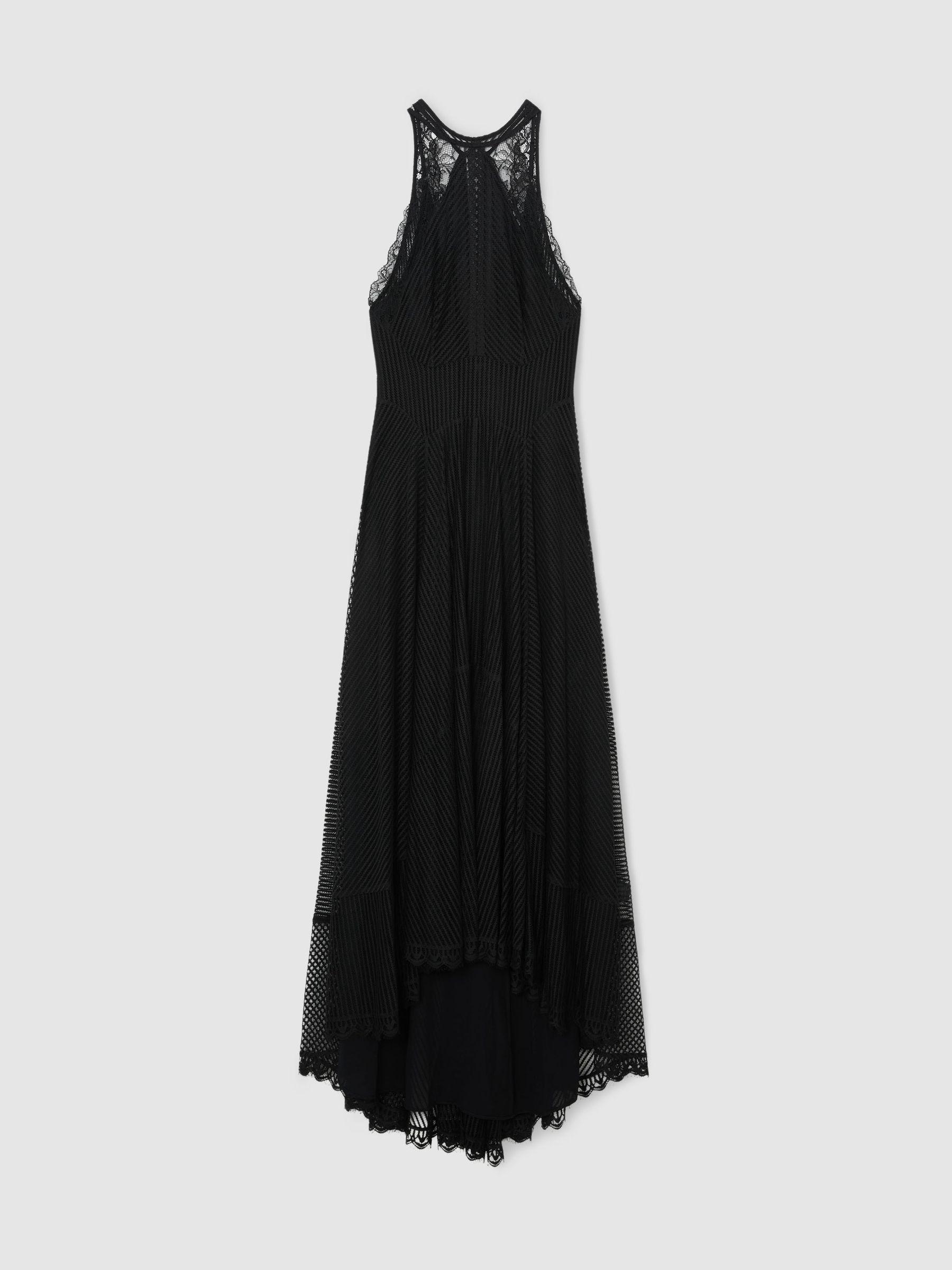 Atelier Lace-Trim Sheer Maxi Black Dress in Black Product Image