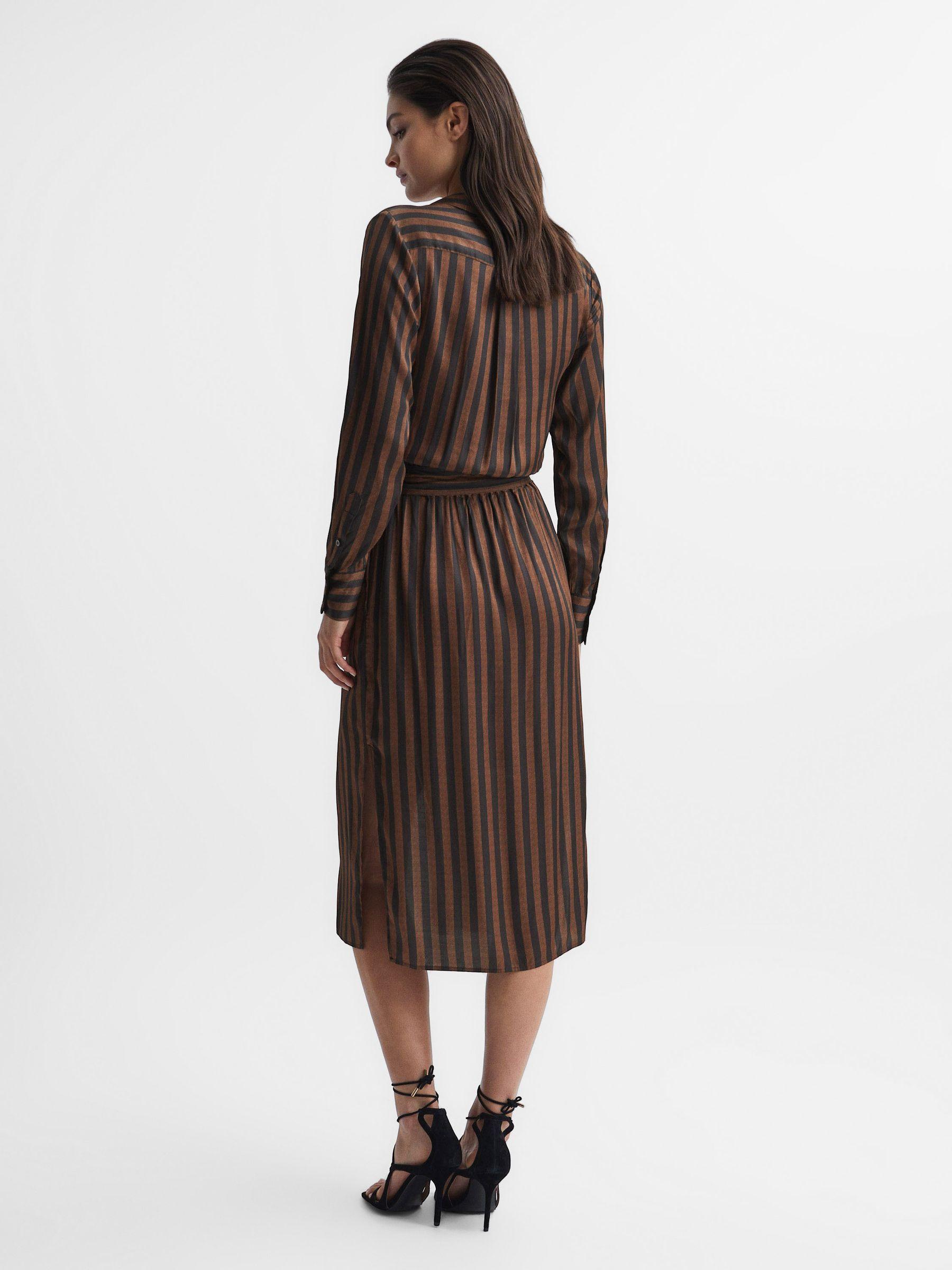 Stripe Shirt Dress in Brown Product Image