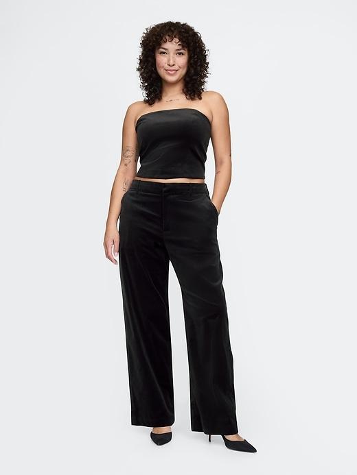 High Rise Velvet Straight Pants Product Image